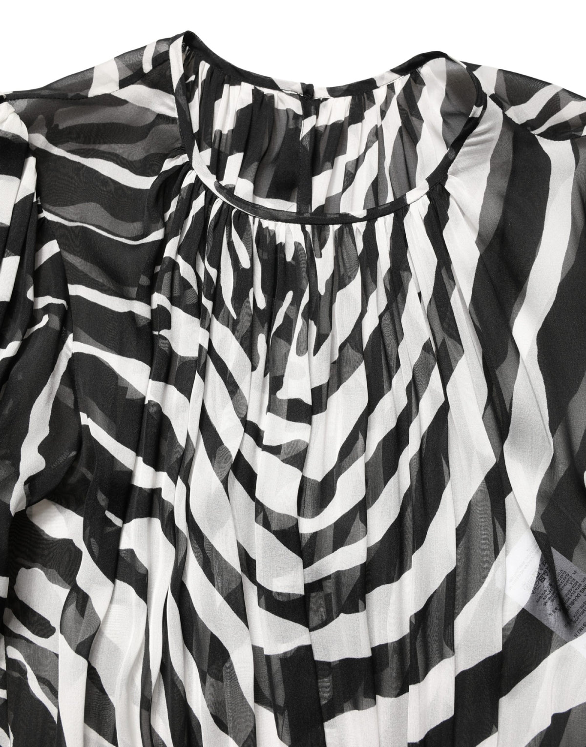 MSGM Black White Zebra Puff Sleeves Mini Women's Dress