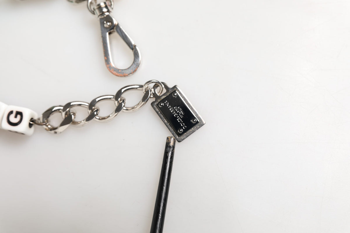 Dolce & Gabbana Silver Brass Chain Dice DG Logo EmbellishedCharm Women's Bracelet (Pre-Owned)