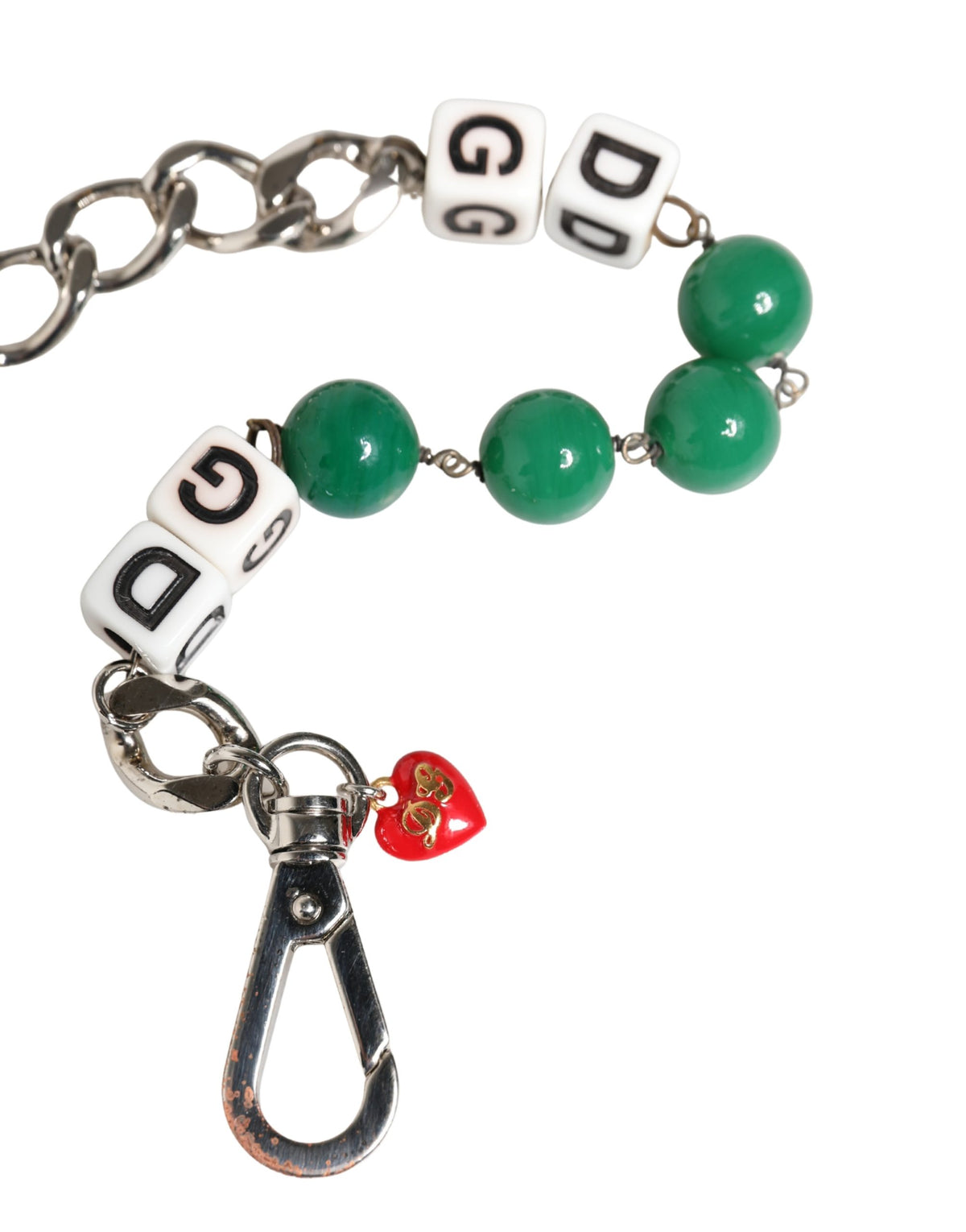 Dolce & Gabbana Silver Brass Chain Dice DG Logo EmbellishedCharm Women's Bracelet (Pre-Owned)