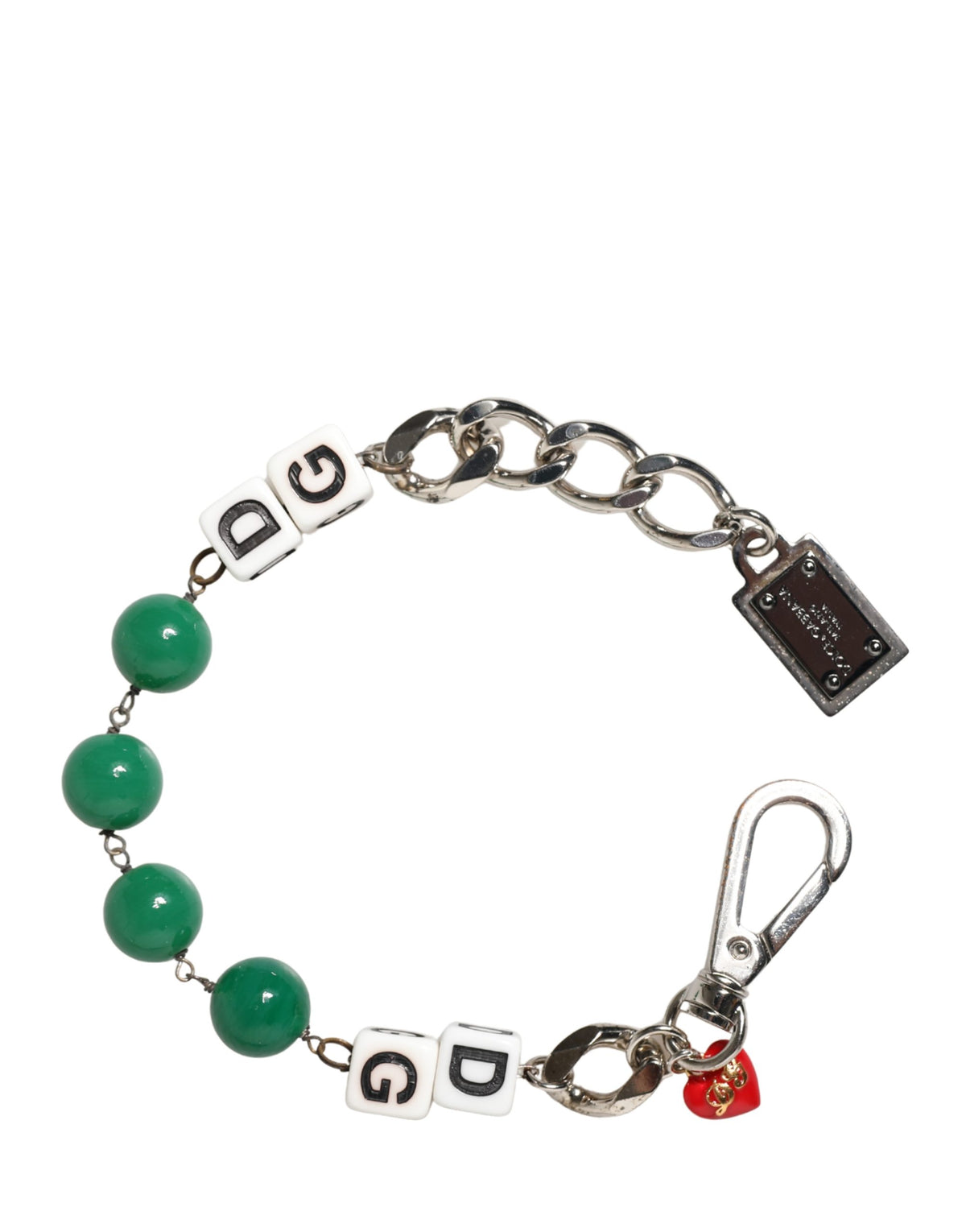 Dolce & Gabbana Silver Brass Chain Dice DG Logo EmbellishedCharm Women's Bracelet (Pre-Owned)