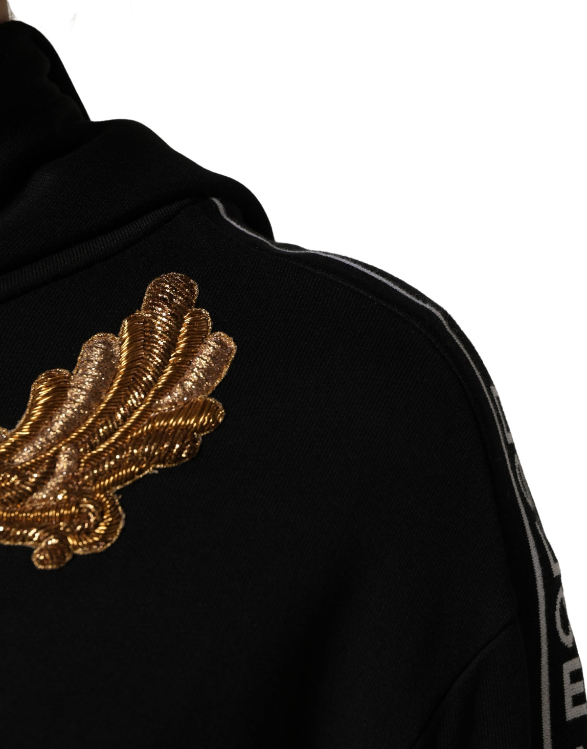 Dolce & Gabbana Black Embroidered Tassel Hooded Sweatshirt Women's Sweater