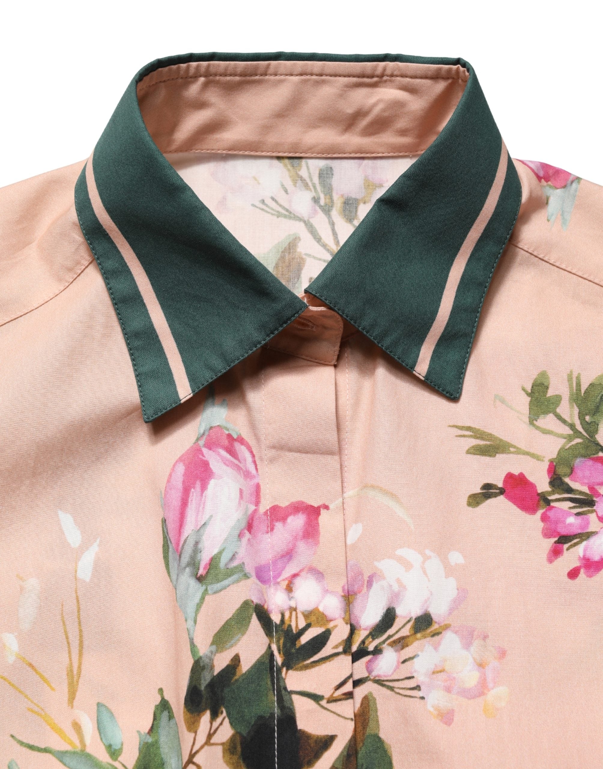 Dolce & Gabbana Pink Floral Cotton Button Front Shirt Women's Top