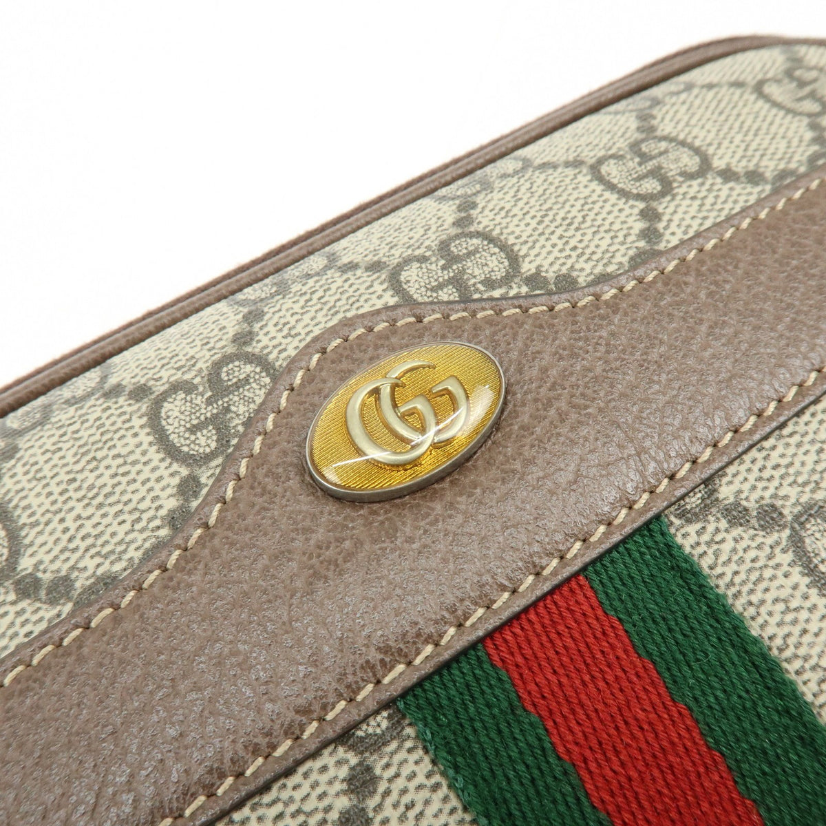 Gucci Ophidia Gg Coated Canvas Brown Leather Crossbody Bag Bag (Pre-Owned)