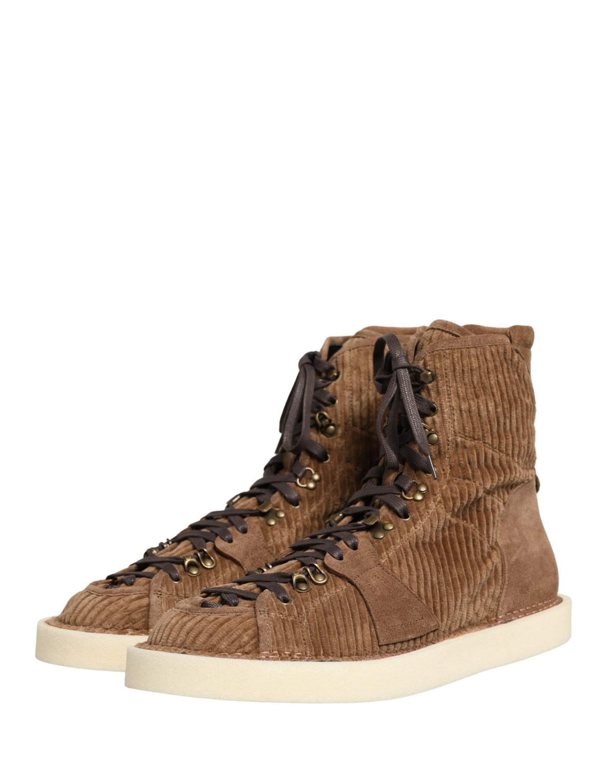 Dolce & Gabbana Brown Corduroy High Top Oxford Men's Boots