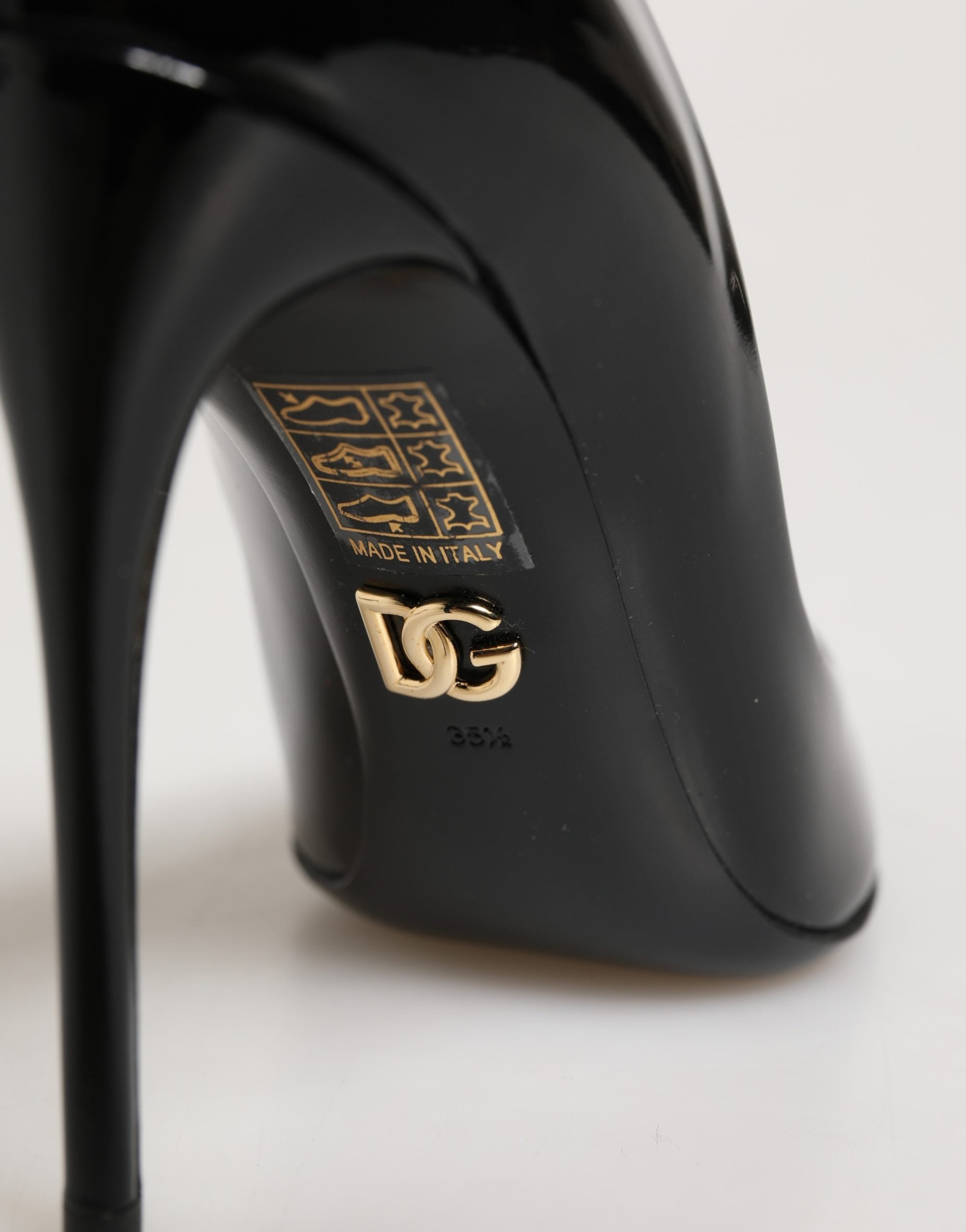Dolce & Gabbana Black Calf Leather Stiletto Heels Pumps Women's Shoes