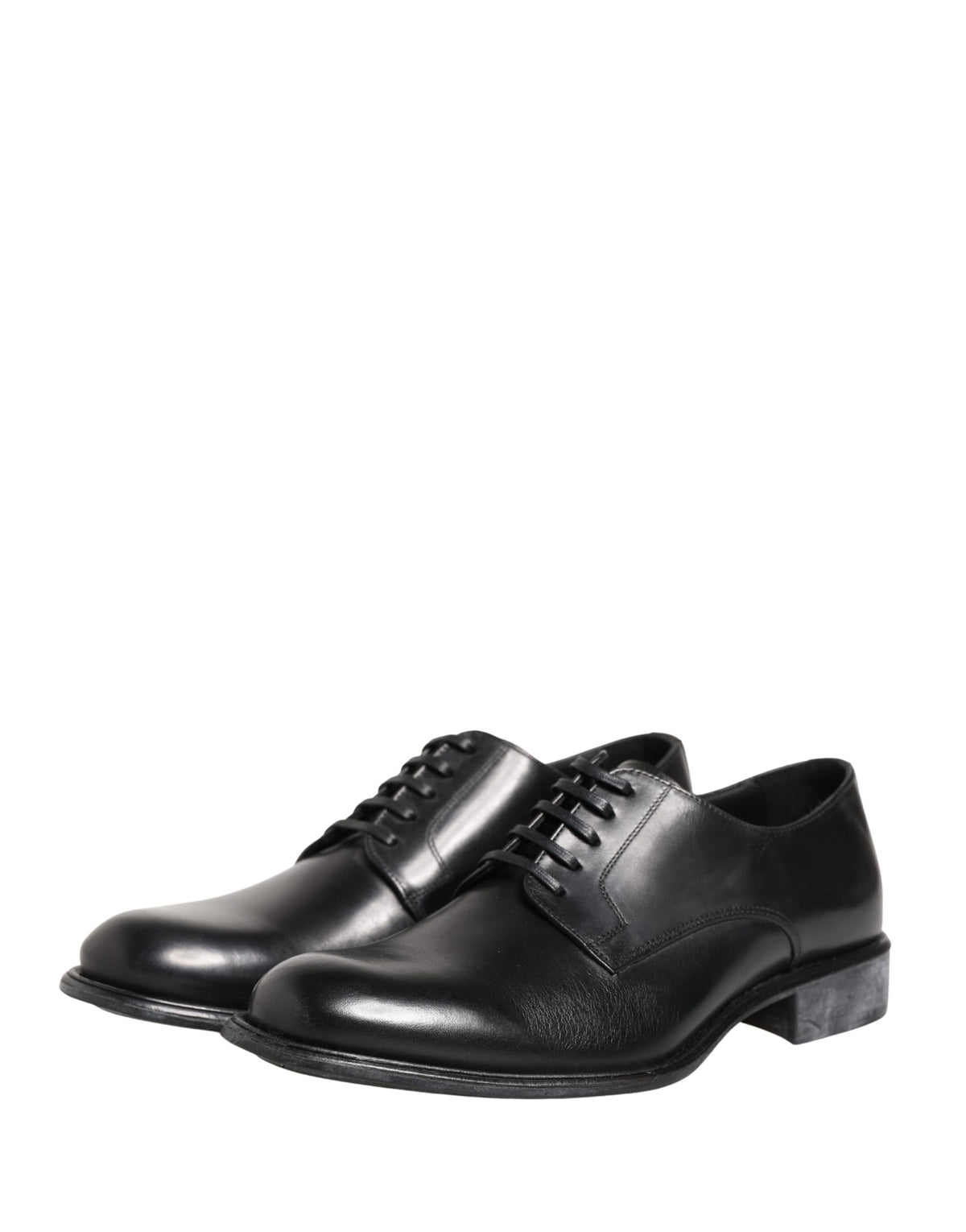 Dolce & Gabbana Black Calfskin Leather Derby Men Dress Men's Shoes (Pre-Owned)