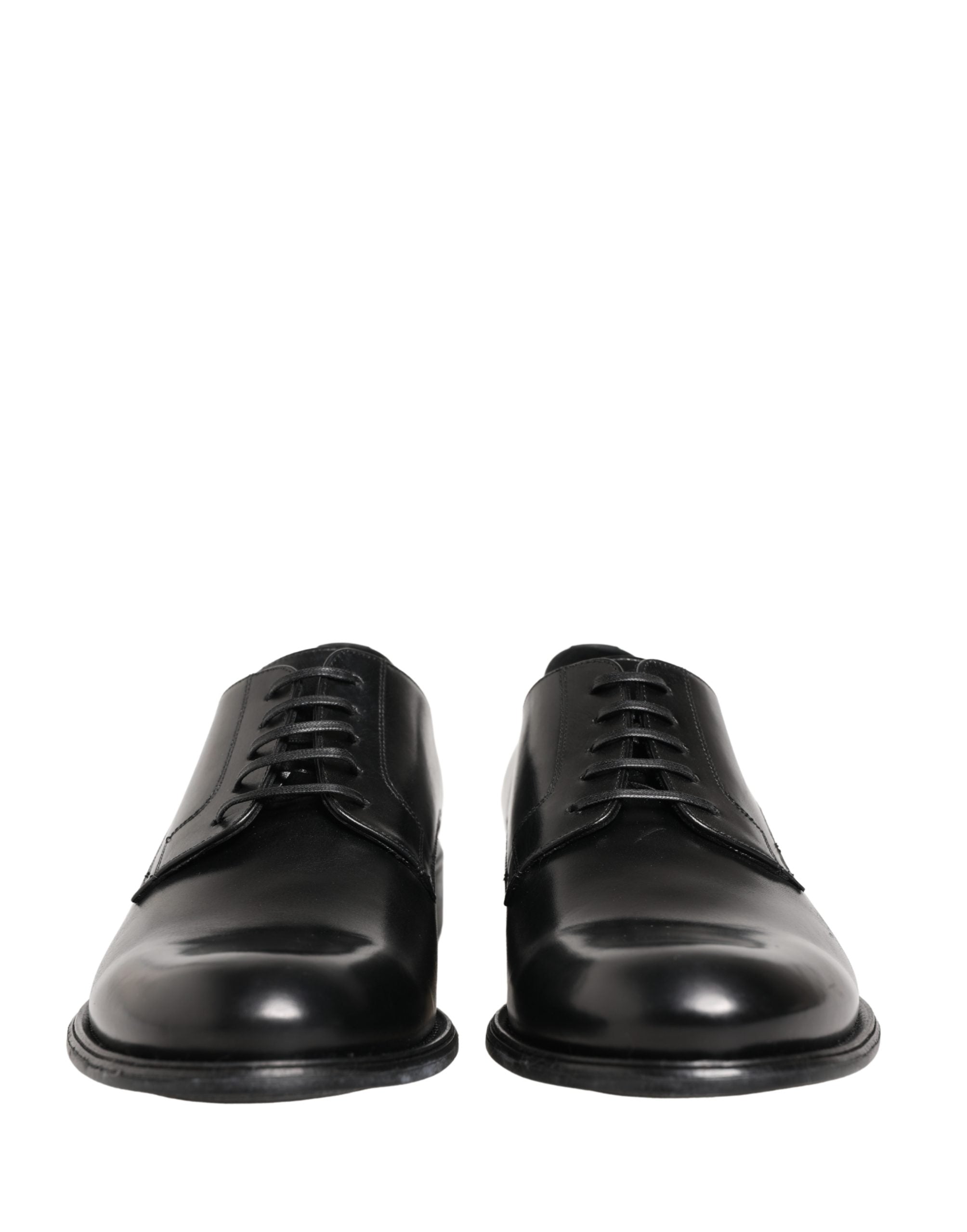 Dolce & Gabbana Black Calfskin Leather Derby Men Dress Men's Shoes (Pre-Owned)