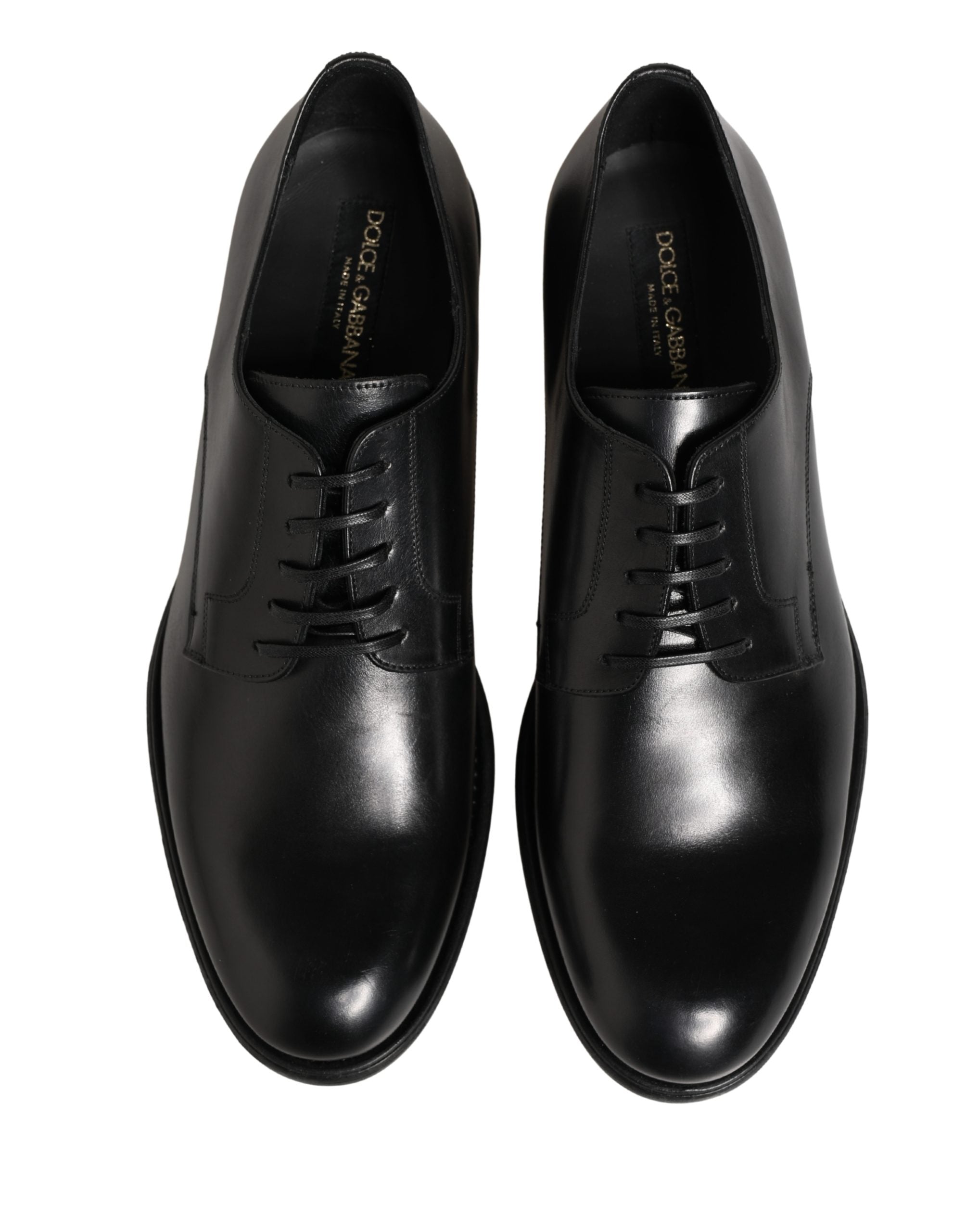 Dolce & Gabbana Black Calfskin Leather Derby Men Dress Men's Shoes (Pre-Owned)