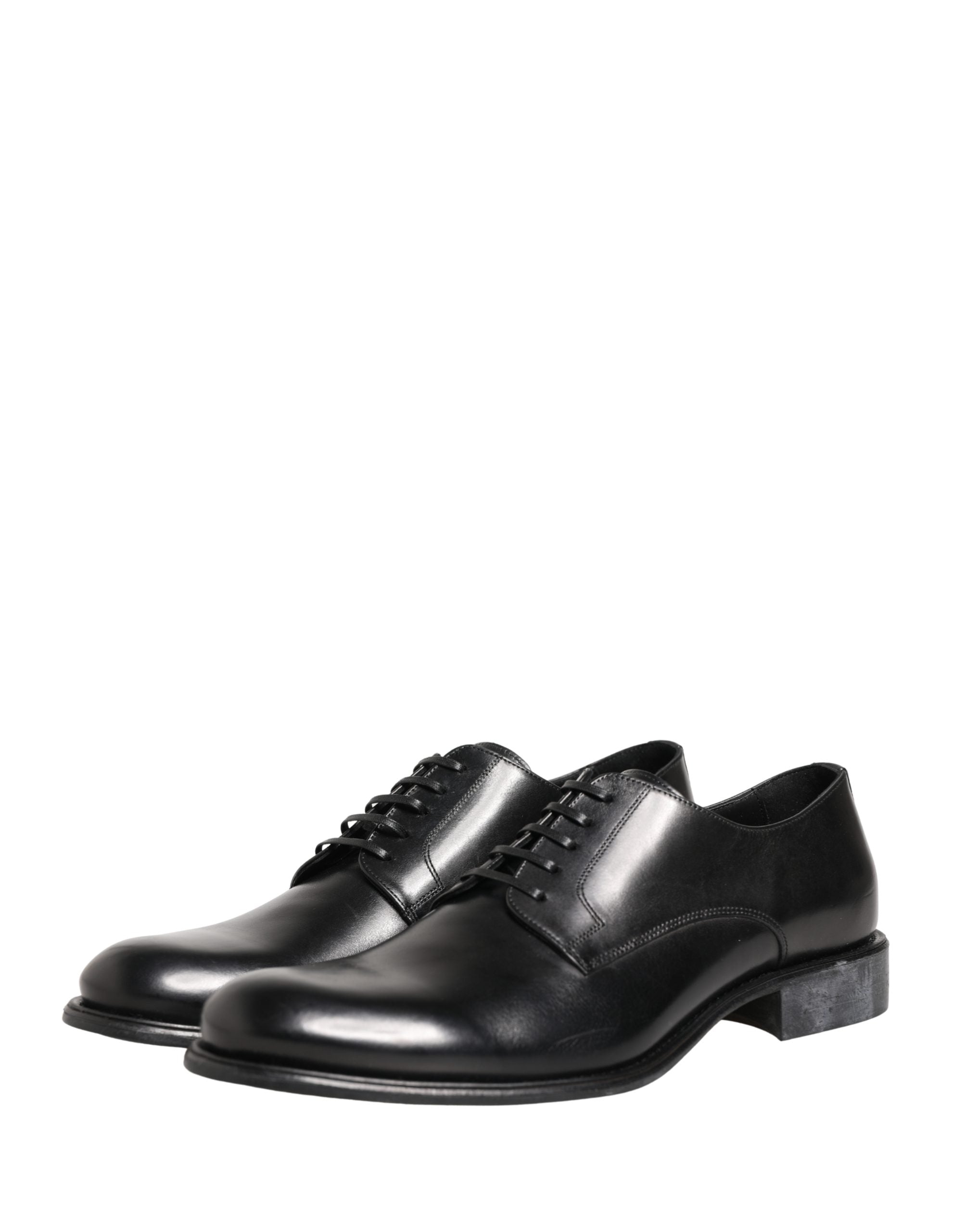 Dolce & Gabbana Black Calfskin Leather Derby Men Dress Men's Shoes (Pre-Owned)