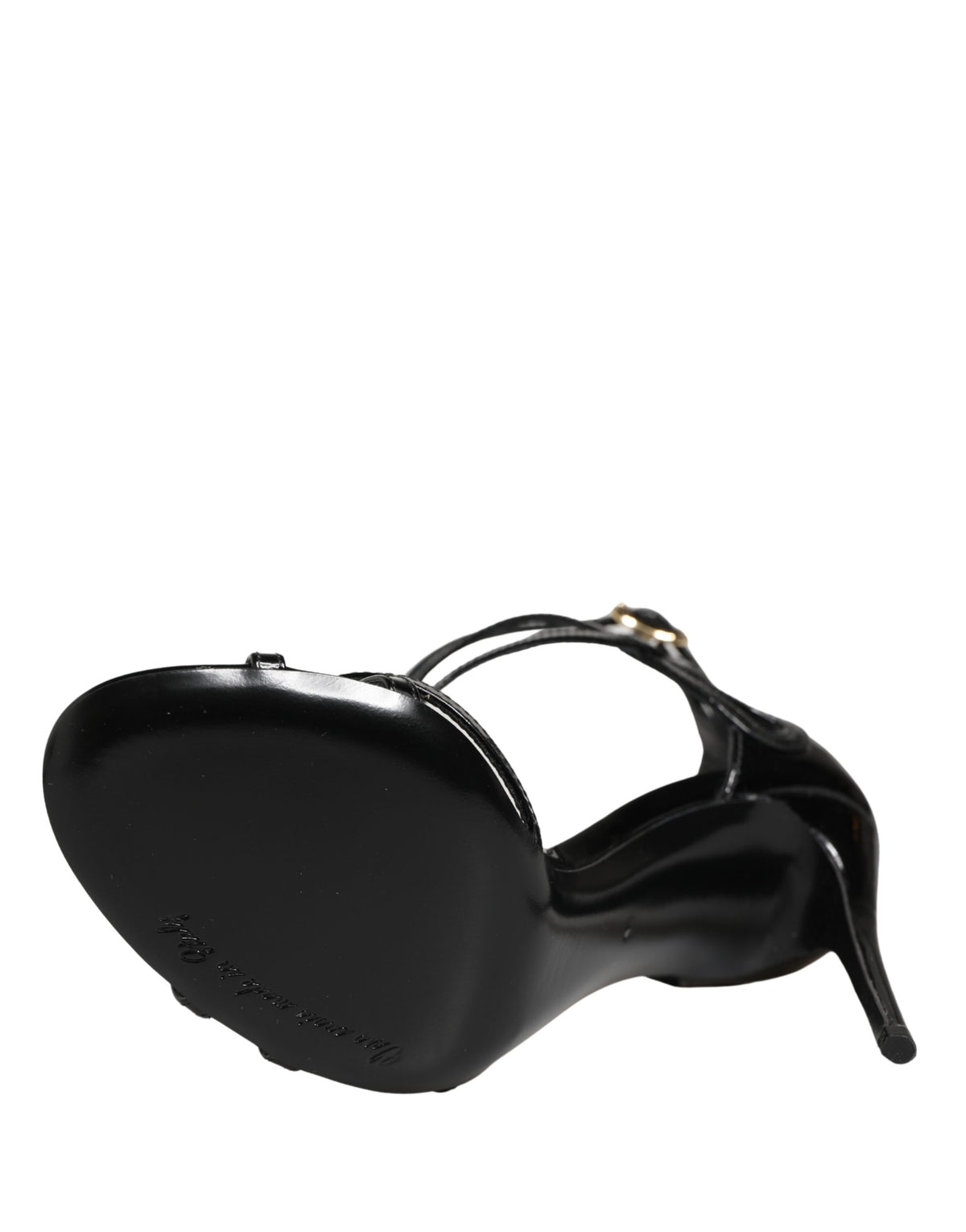 Dolce & Gabbana Black Leather Stiletto Heel Sandals Women's Shoes