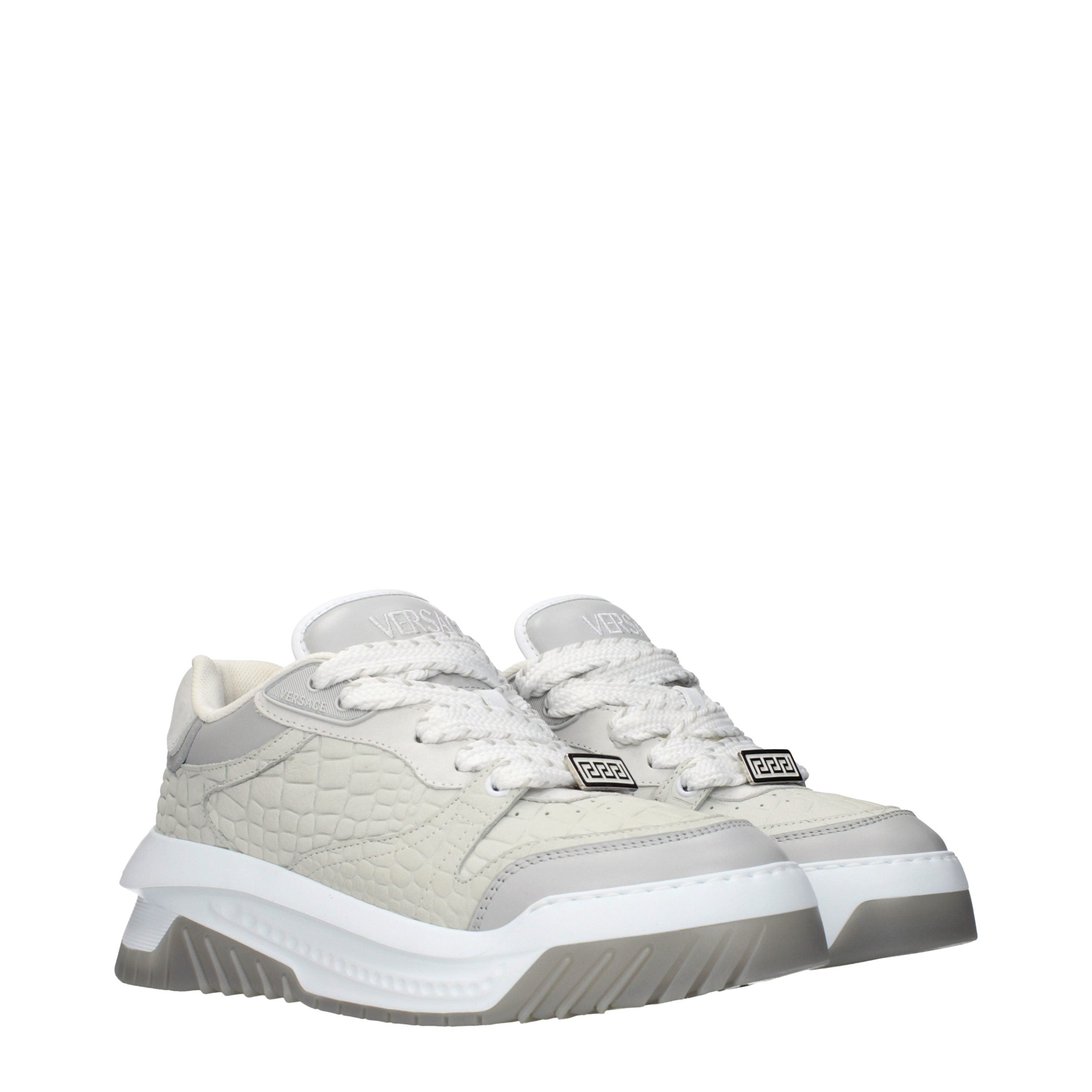 Versace Gray Leather Low Top Men's Sneakers