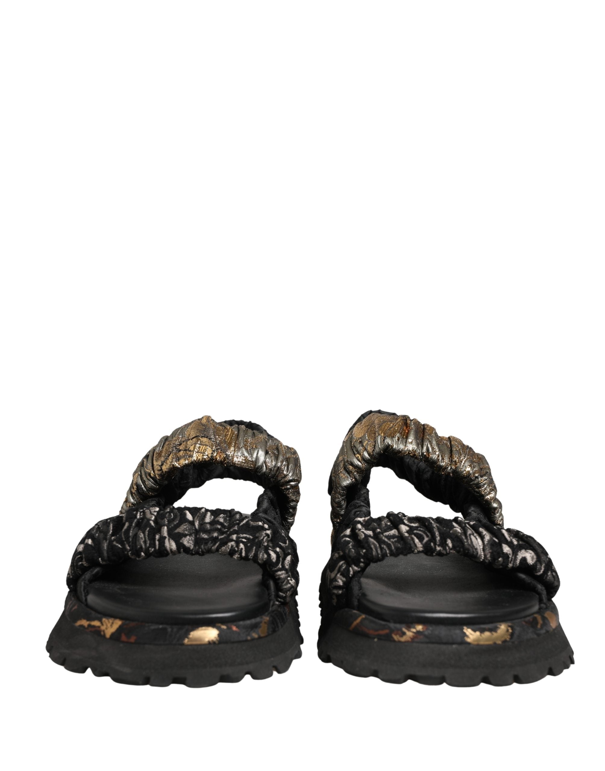 Dolce & Gabbana Black Ruching Detail Flats Men Sandals Men's Shoes