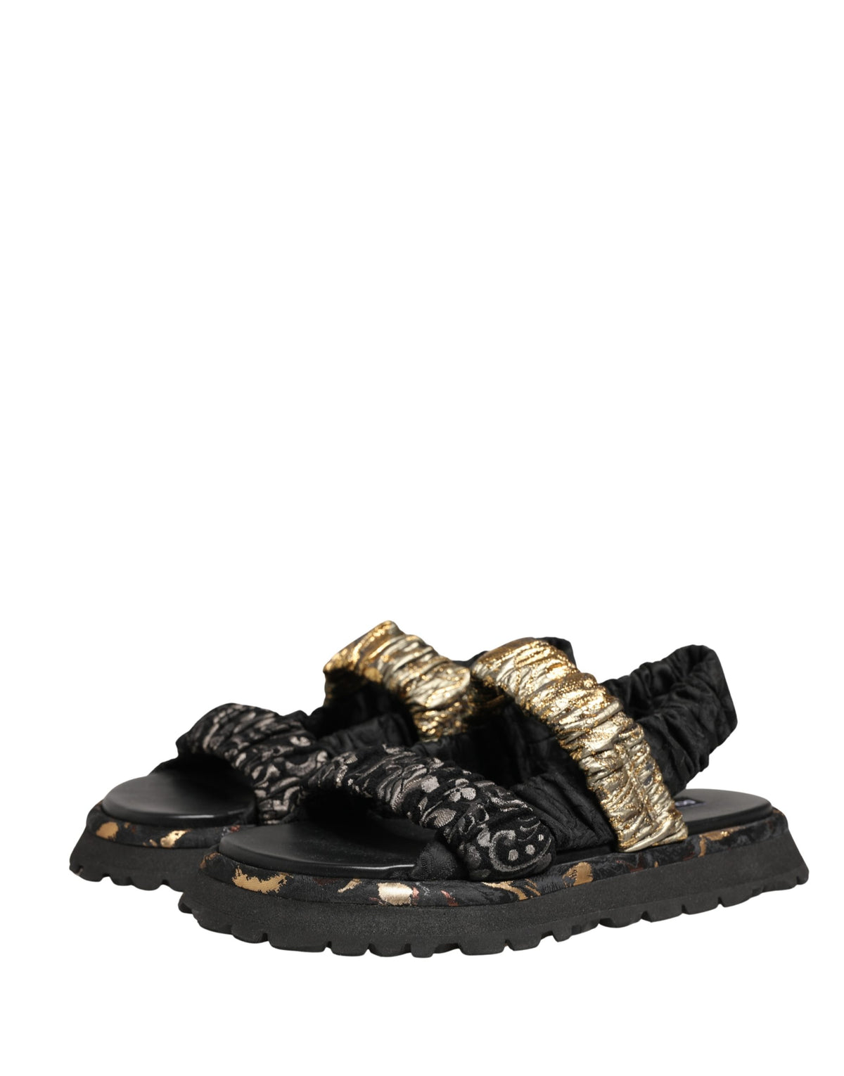 Dolce & Gabbana Black Ruching Detail Flats Men Sandals Men's Shoes
