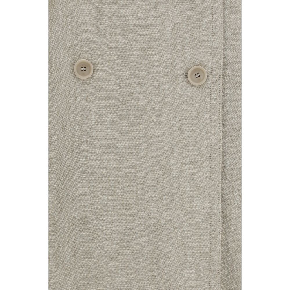 Max Mara Brown Linen Trench Women's Coat