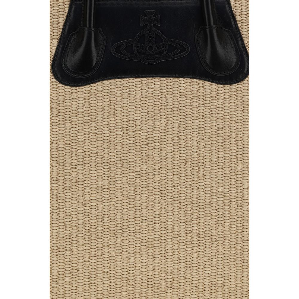 Vivienne Westwood Beige Raffia Shoulder Women's Bag