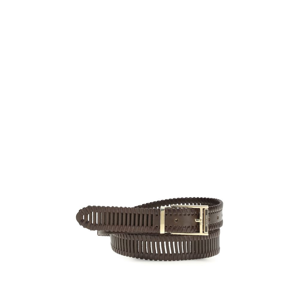 Ferragamo Brown Calf Leather Bos Taurus Regular Men's Belt