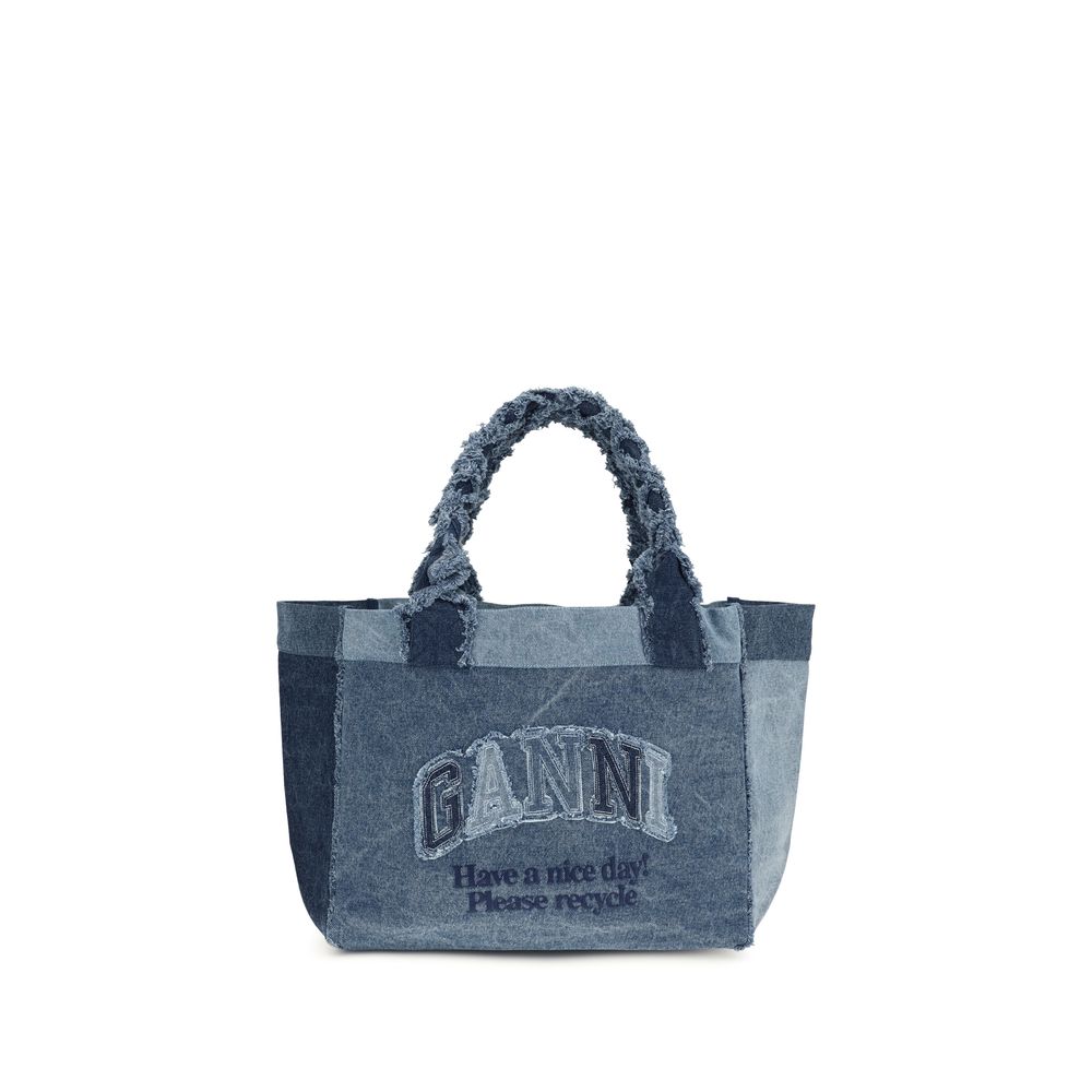 Ganni Blue Cotton Shoulder Women's Bag