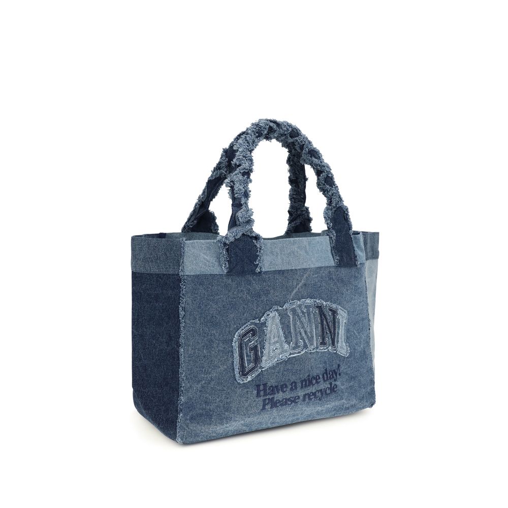 Ganni Blue Cotton Shoulder Women's Bag