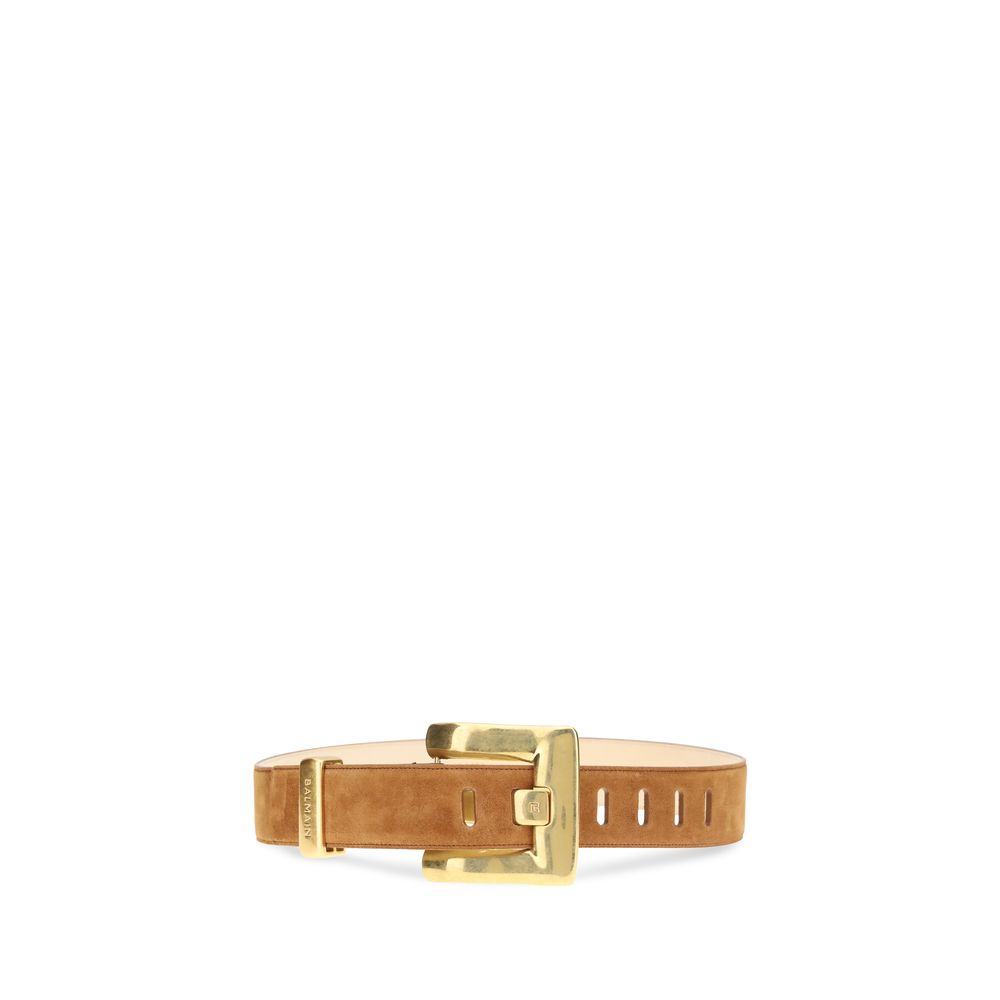 Balmain Brown Calf Leather Bos Taurus Regular Women's Belt