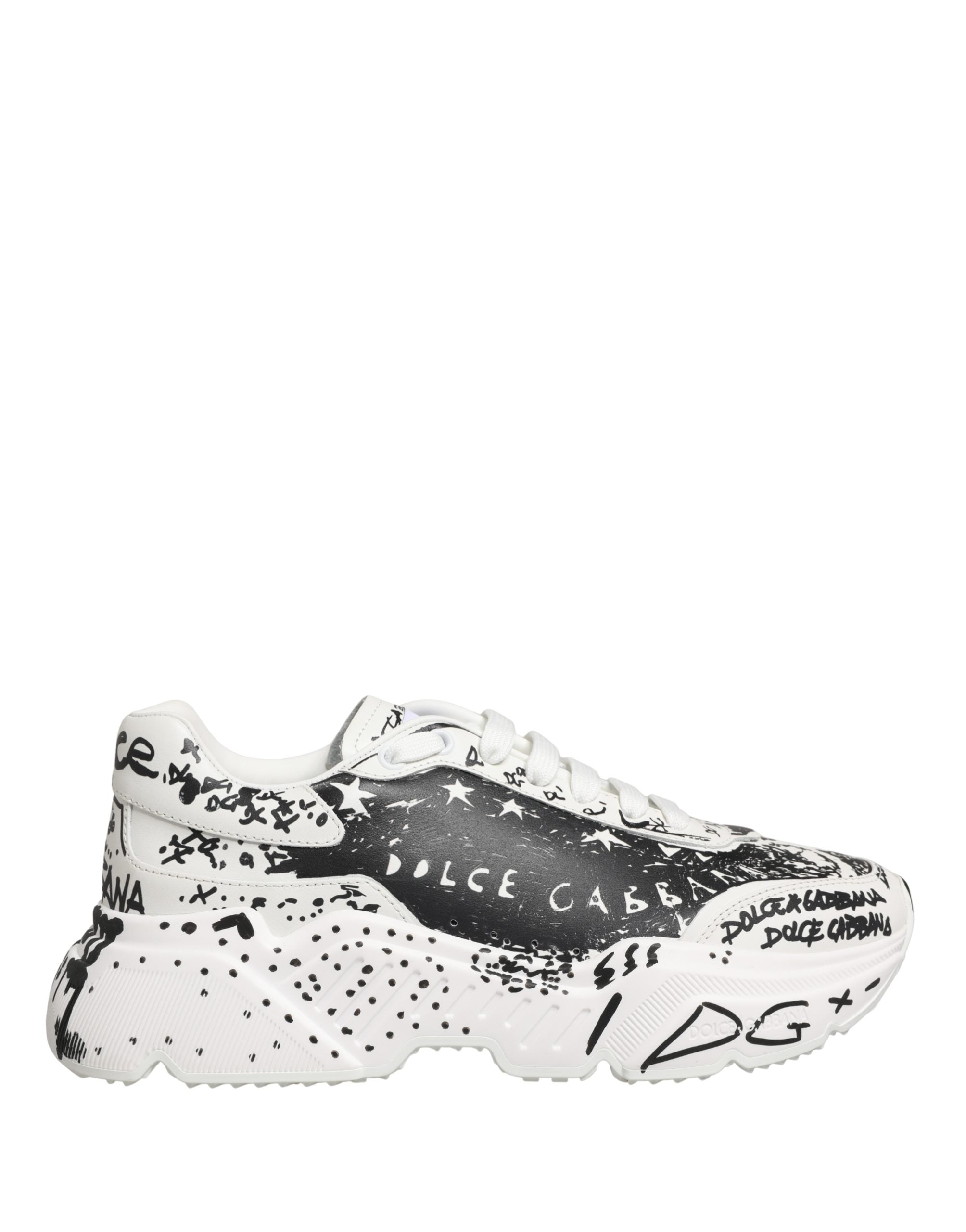 Dolce & Gabbana White Daymaster Graffiti Low Top Sneakers Women's Shoes