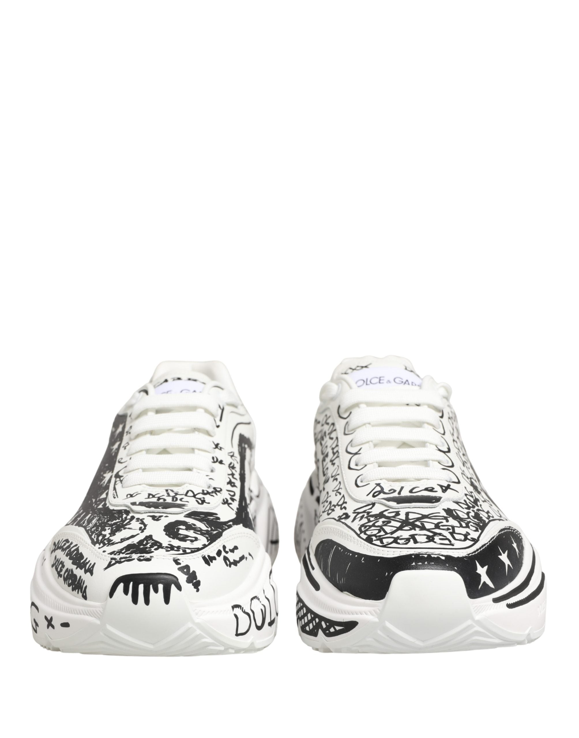 Dolce & Gabbana White Daymaster Graffiti Low Top Sneakers Women's Shoes