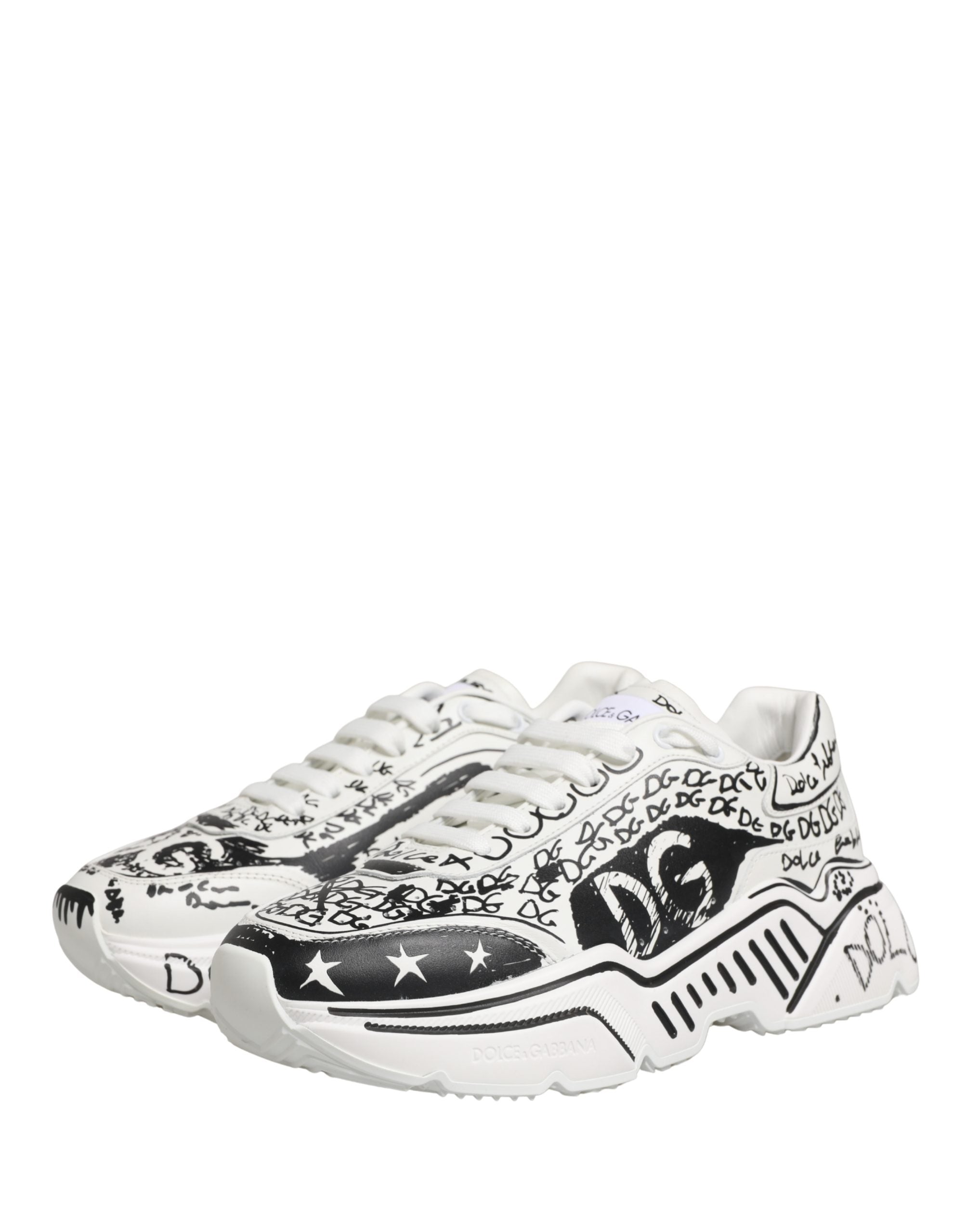 Dolce & Gabbana White Daymaster Graffiti Low Top Sneakers Women's Shoes