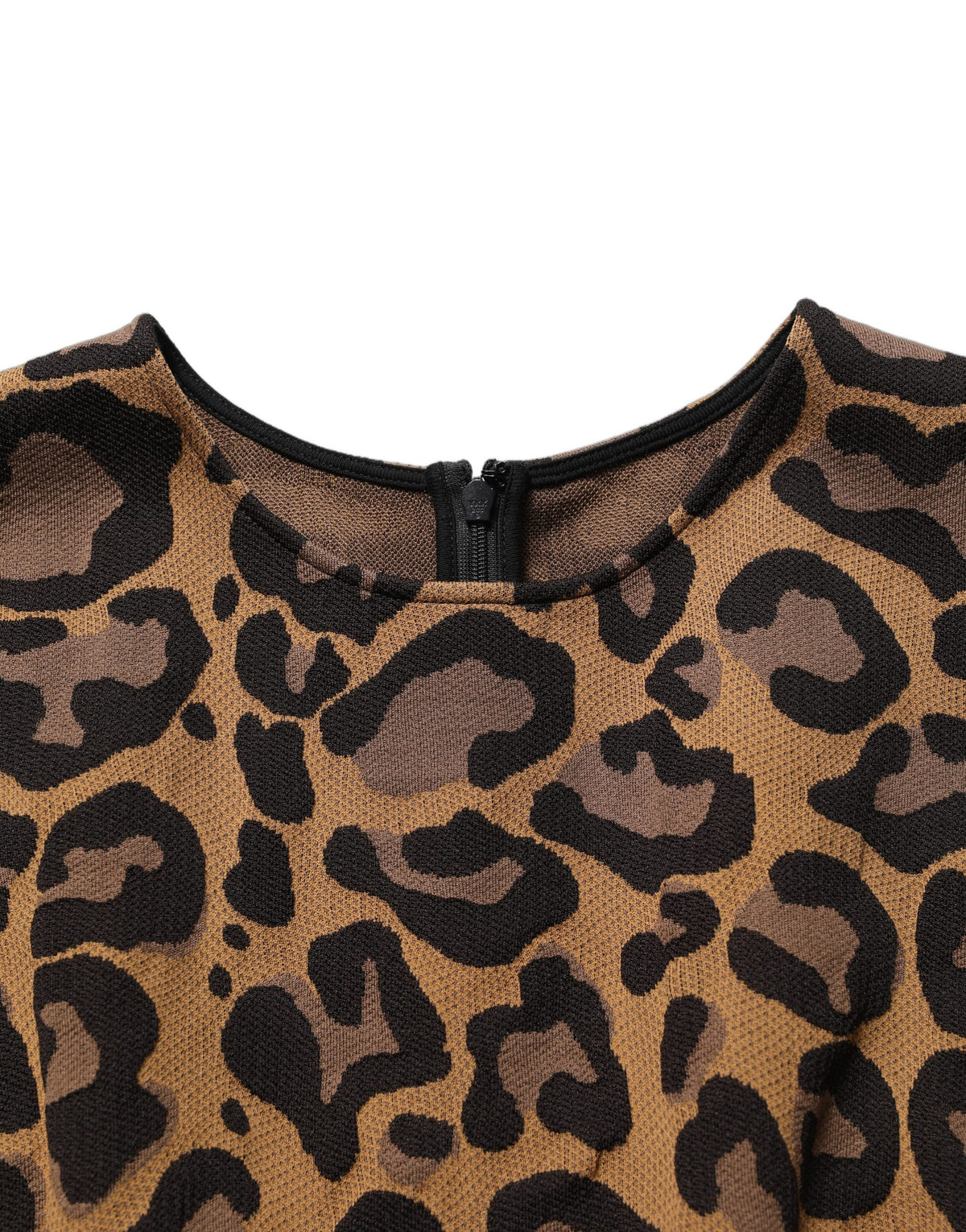 Dolce & Gabbana Brown Leopard Jacquard Knee Length Women's Dress