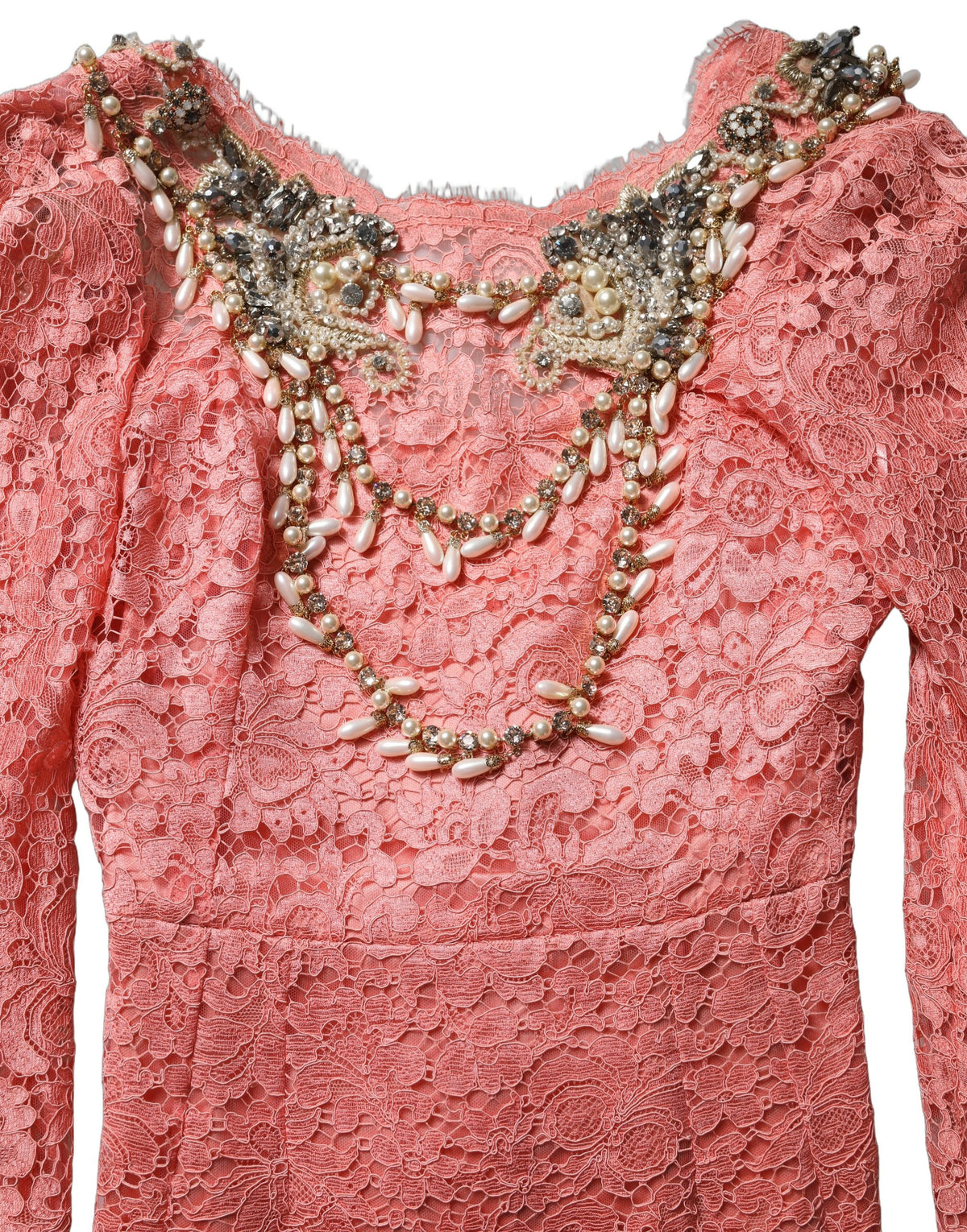 Dolce & Gabbana Pink Embellished Mermaid Lace Gown Women's Dress