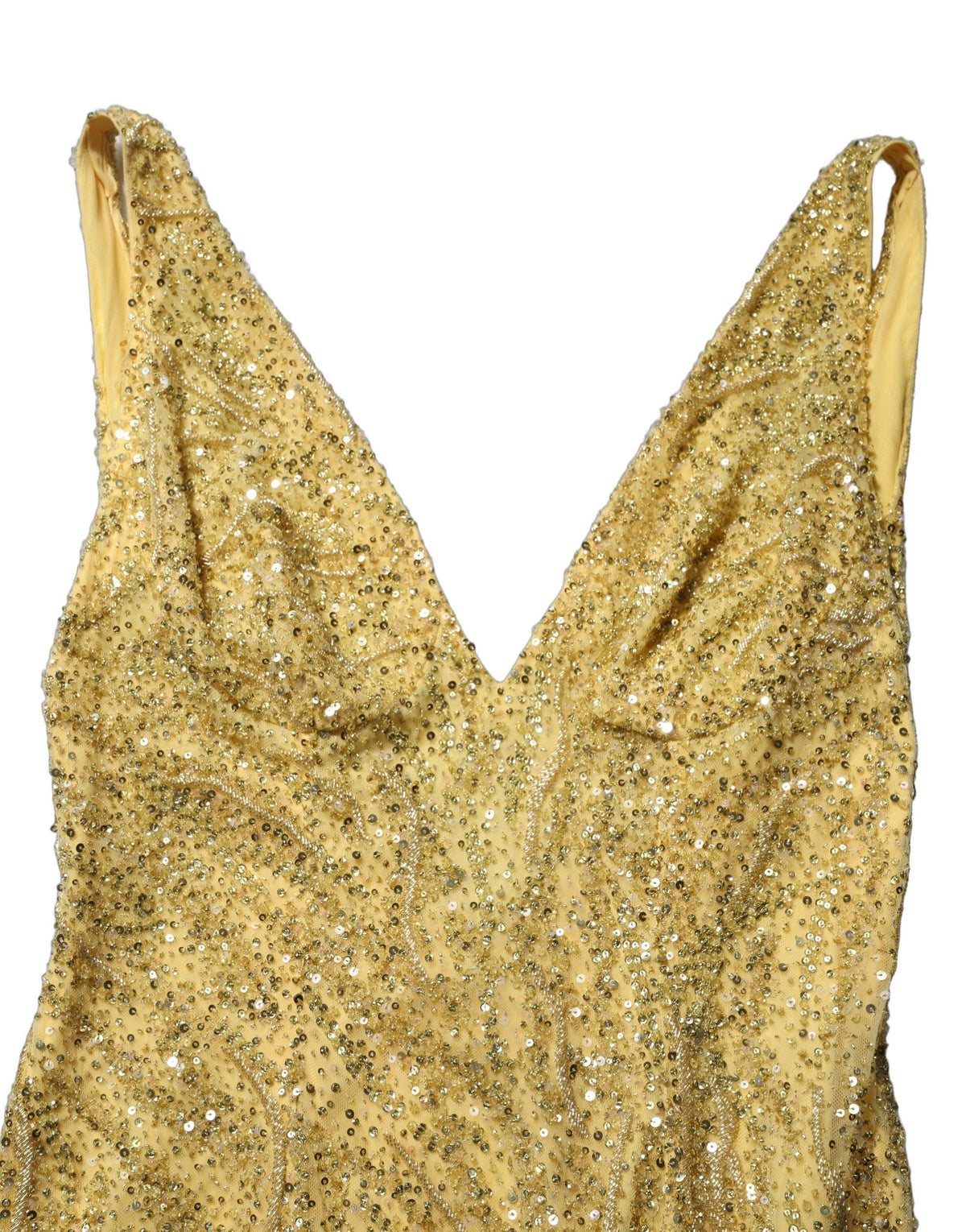 Dolce & Gabbana Gold V-neckline Mermaid Sequinned Gown Women's Dress