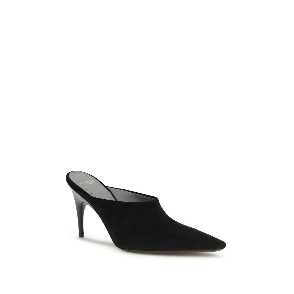 Balenciaga Black Suede Leather Women's Mules