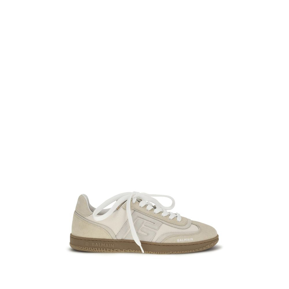 Balmain Beige Suede Leather Athletic Men's Sneakers