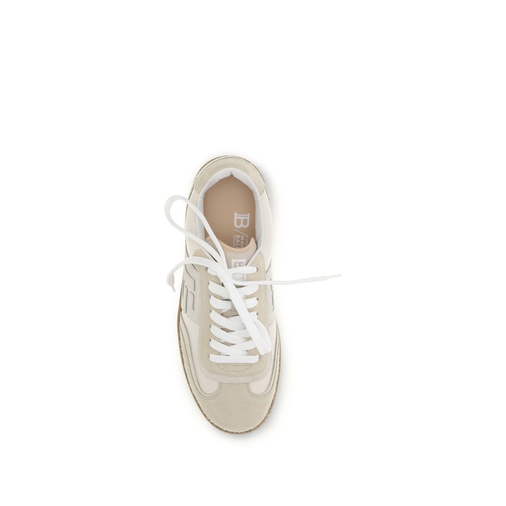 Balmain Beige Suede Leather Athletic Men's Sneakers