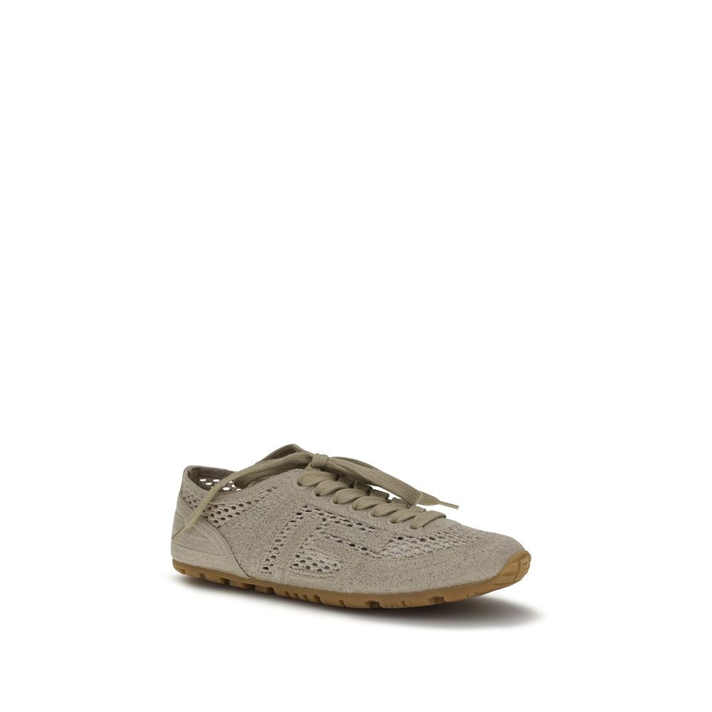 Balmain Beige Cotton Athletic Women's Sneakers