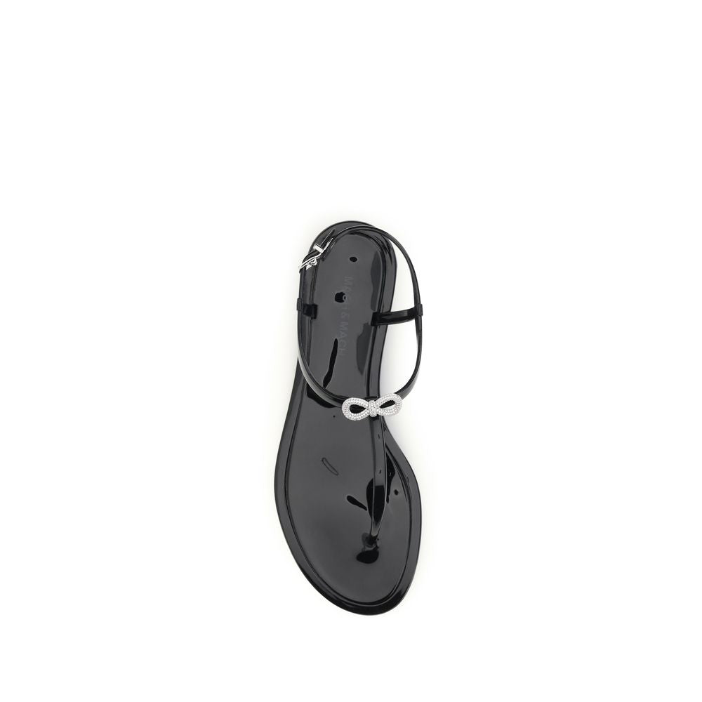 MACH & MACH Black Rubber Flat Women's Sandals