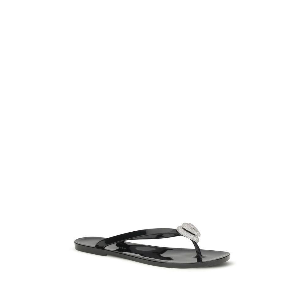 MACH & MACH Black Rubber Flat Women's Sandals