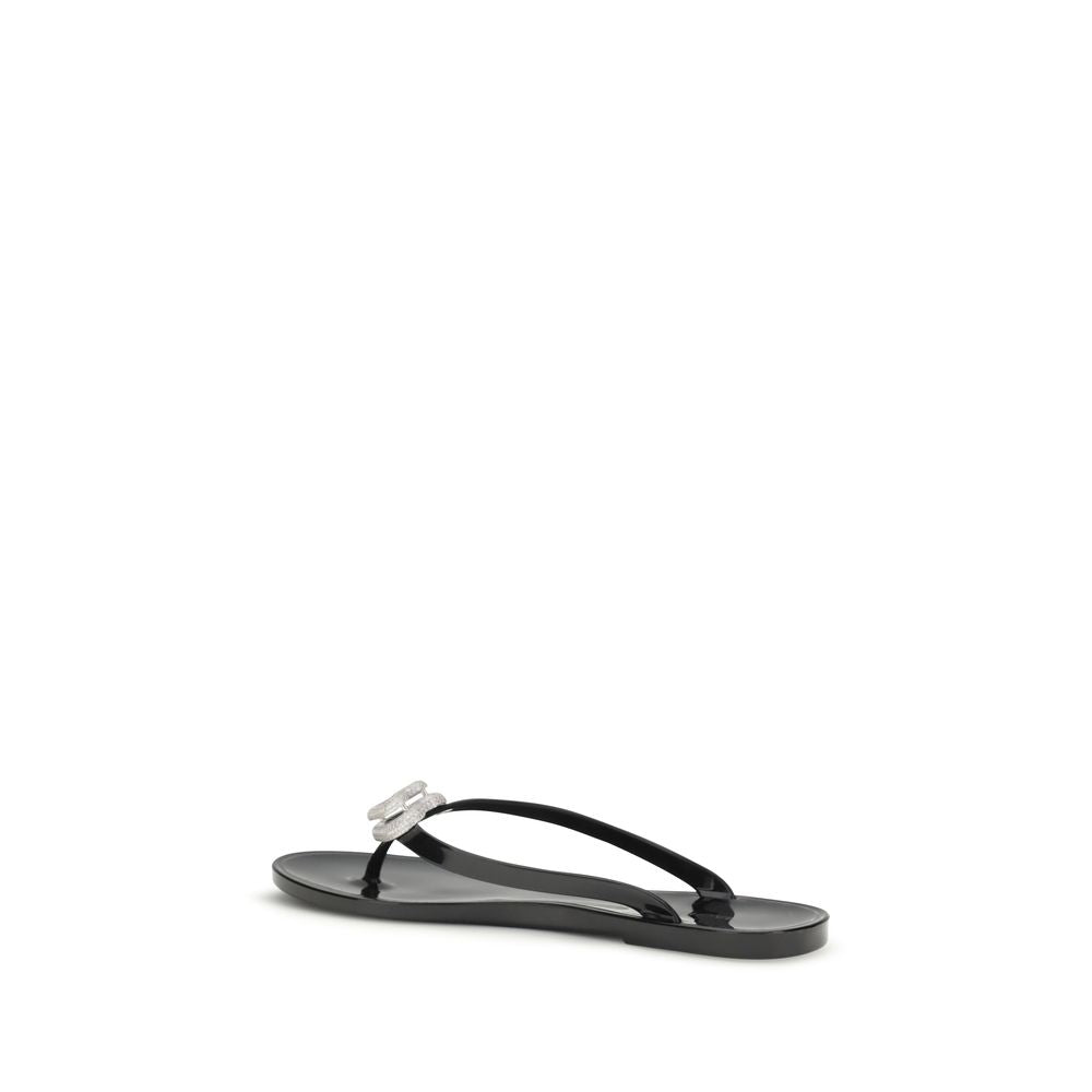 MACH & MACH Black Rubber Flat Women's Sandals