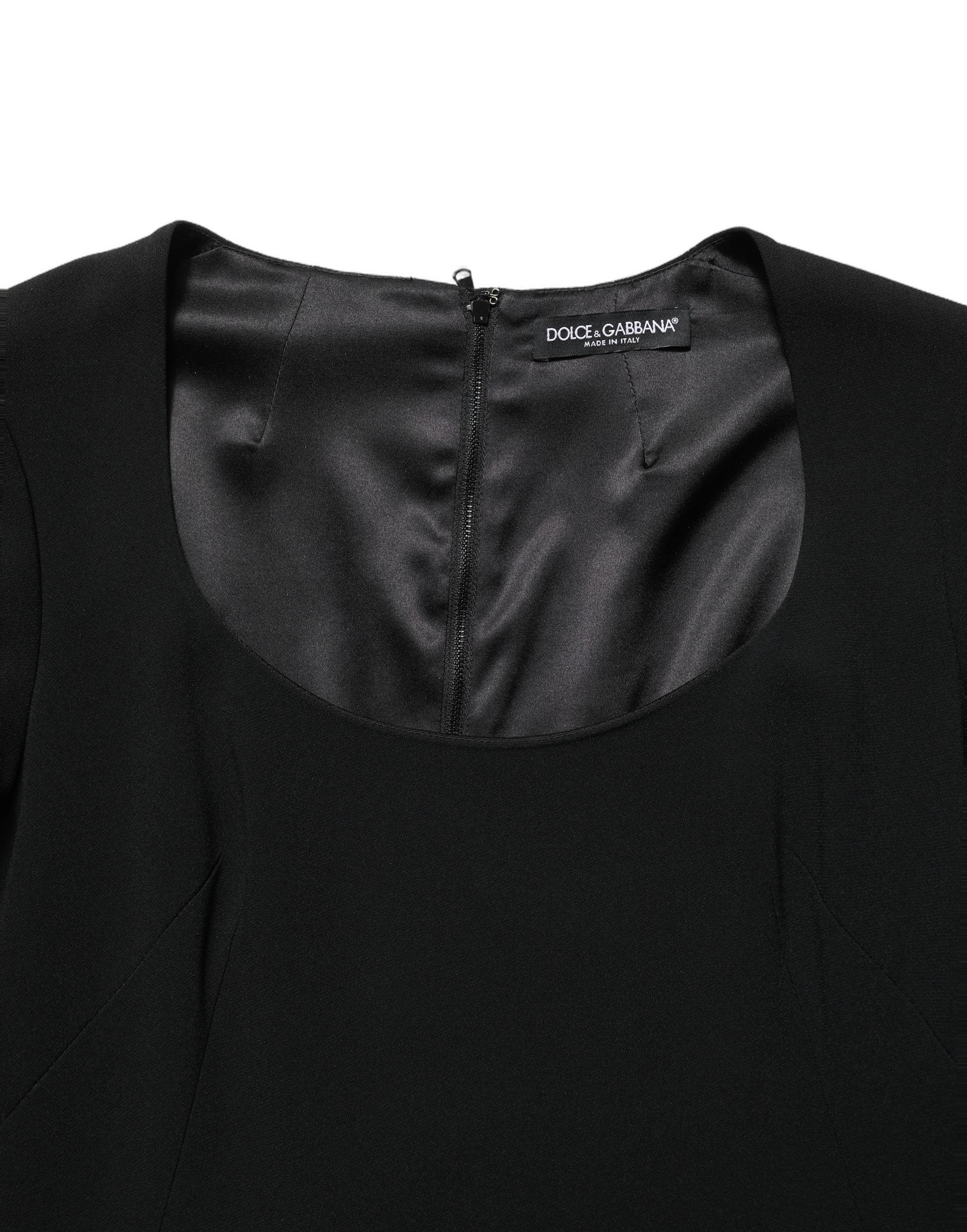 Roberto Cavalli Black Long Sleeves Scoop Neck Mini Women's Dress