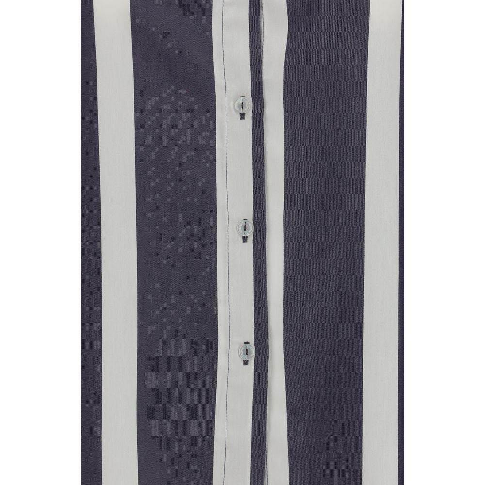 Cruna Blue Viscose Pattern Women's Shirt