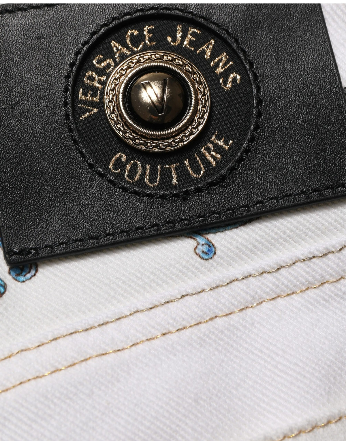 Versace Jeans Couture White Floral Print Skinny Denim Women's Jeans (Pre-Owned)
