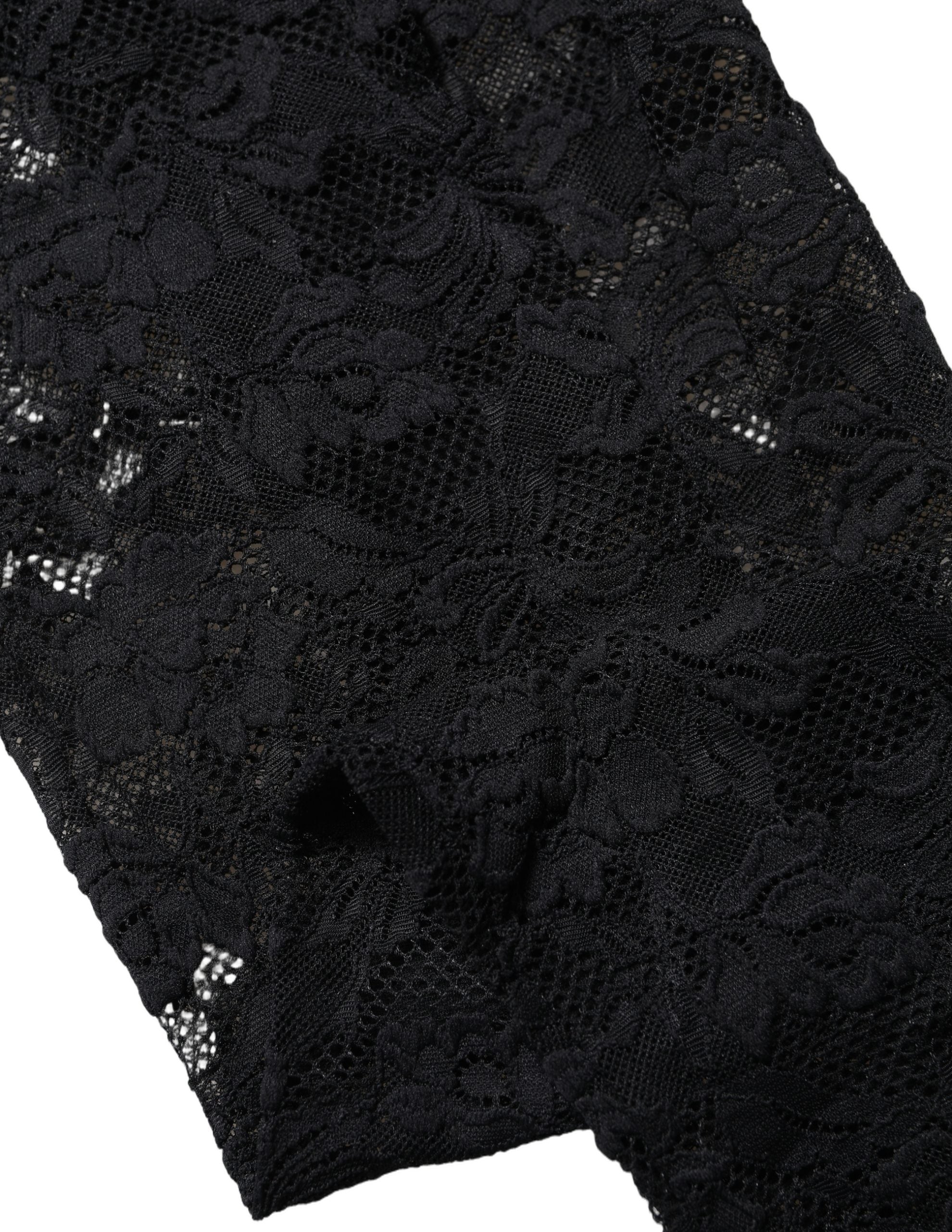 Dolce & Gabbana Black Floral Lace Thigh High Stockings Women's Socks