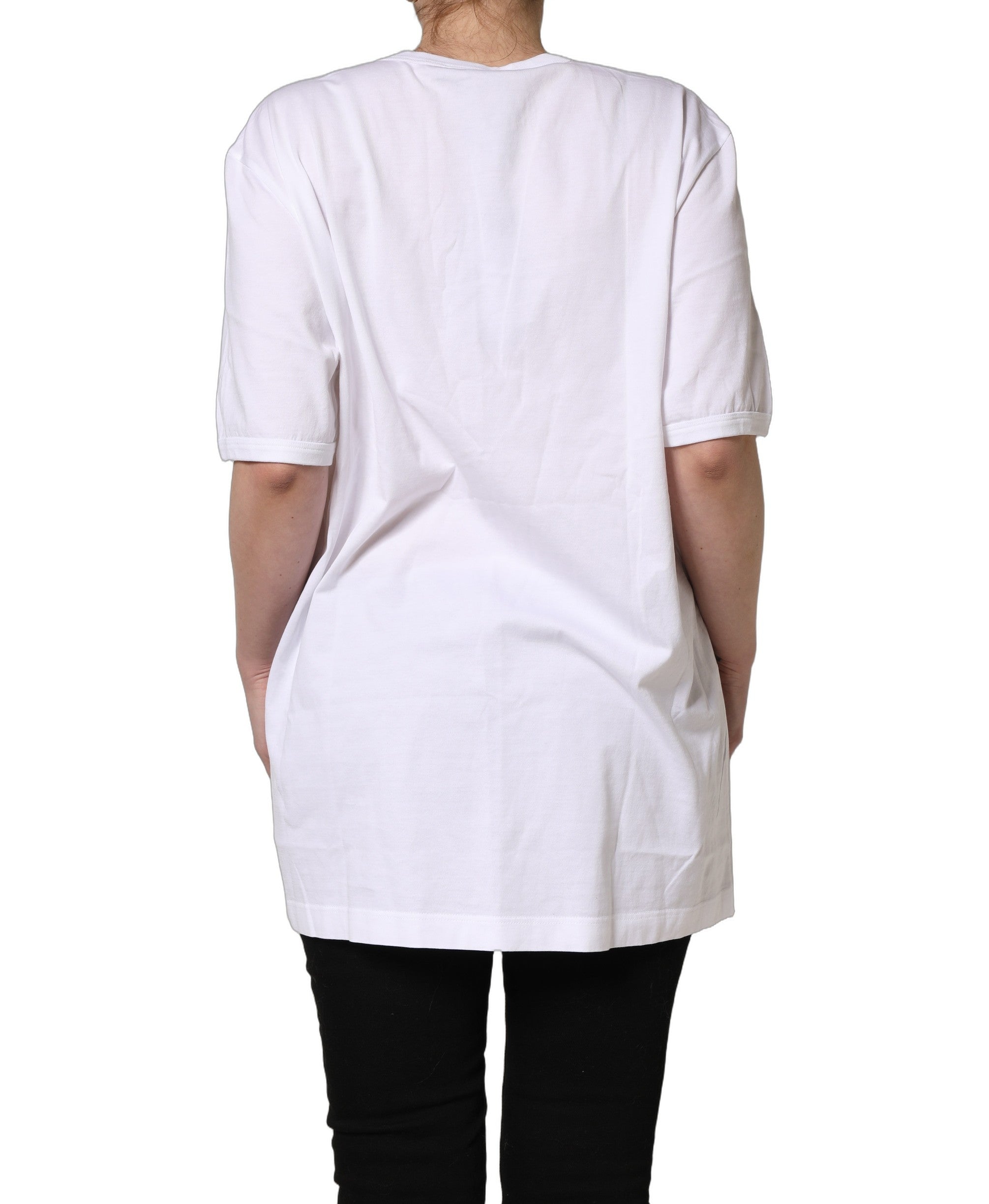 Dolce & Gabbana White D&G PRINCE I WAS THERE Crew Neck Women's T-shirt