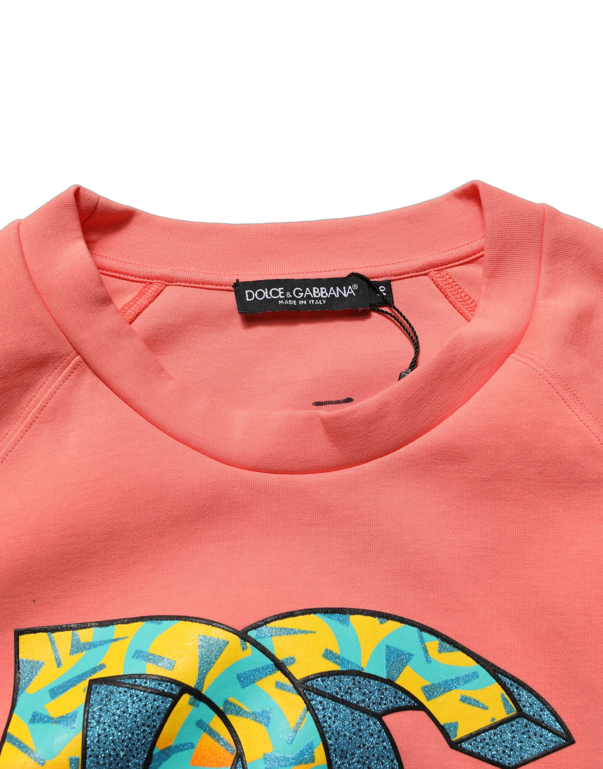 Dolce & Gabbana Pink Graphic Crew Neck Cropped Sweatshirt Women's Sweater (Pre-Owned)