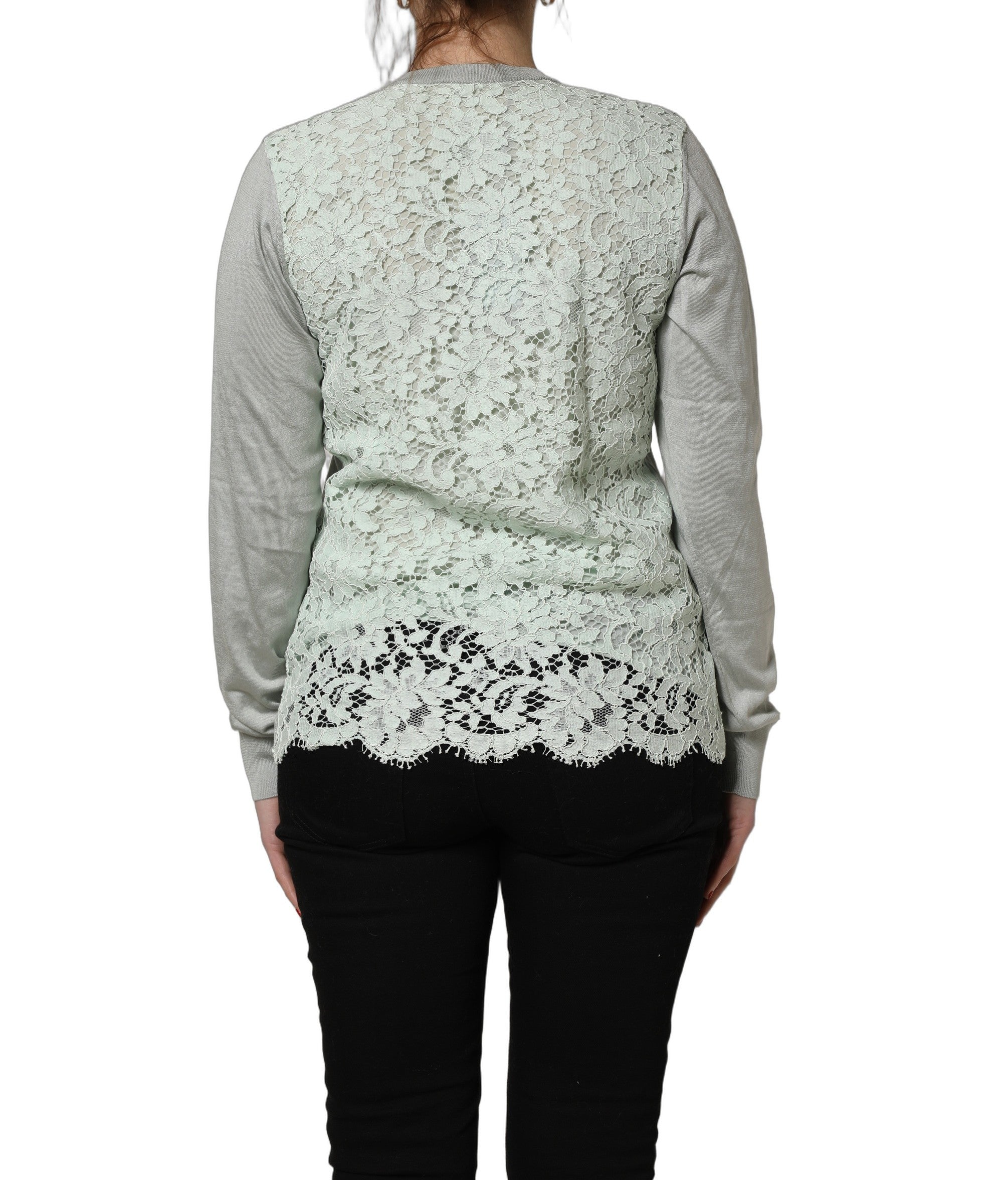 Dolce & Gabbana Green Button Down Silk Long Sleeve Cardigan Women's Sweater (Pre-Owned)