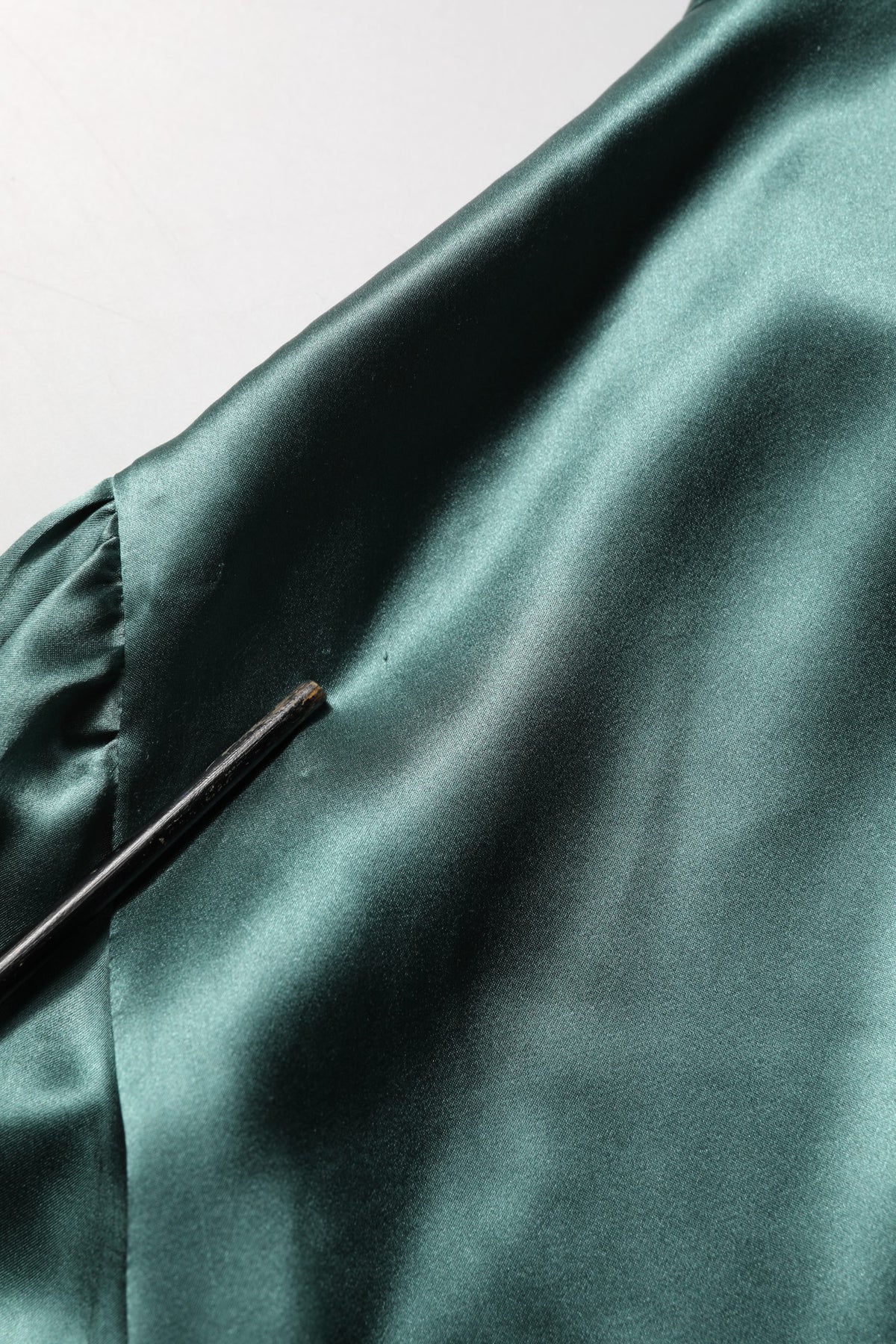 Dolce & Gabbana Dark Green Silk Satin Blouse Neck Tie Women's Top (Pre-Owned)