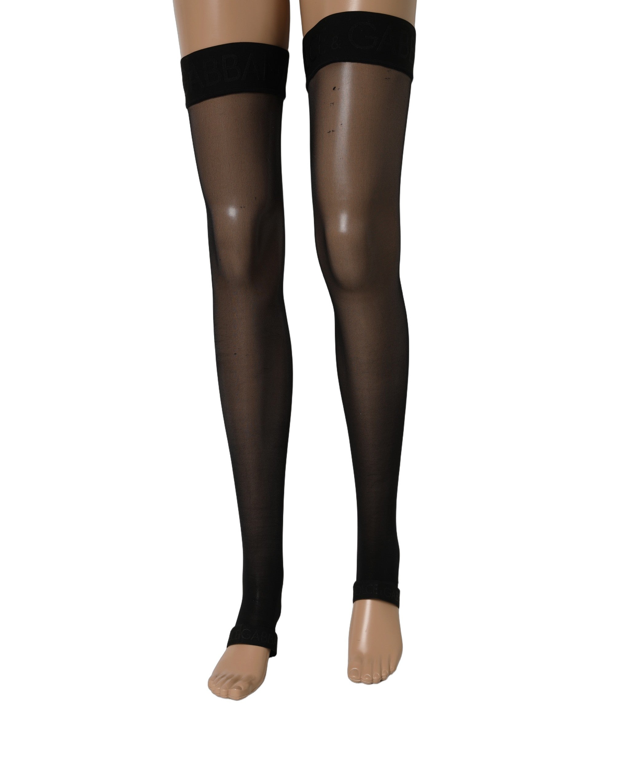 Dolce & Gabbana Black Sheer Nylon Thigh High Stockings Women's Socks
