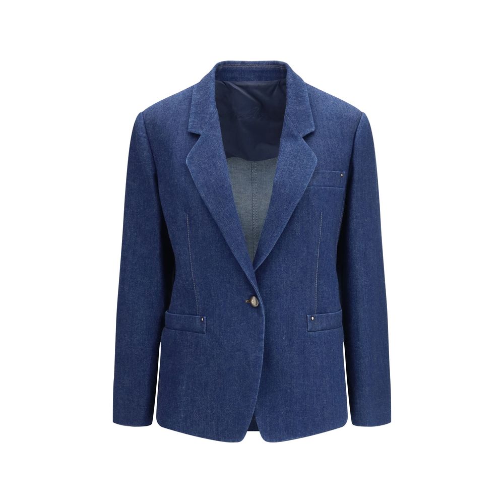 Giorgio Armani Blue Elastane Denim Women's Jacket