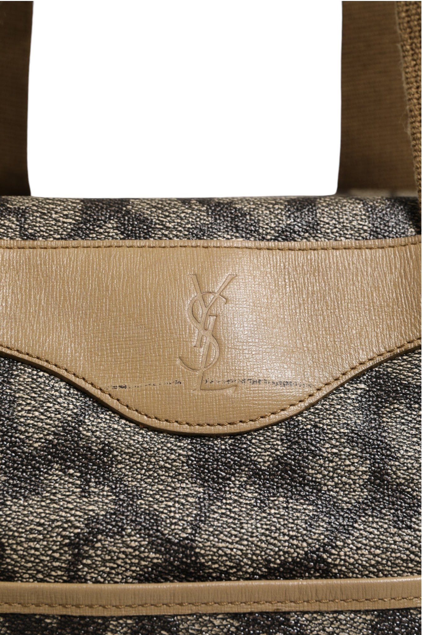 Saint Laurent Green and Brown Pattern Canvas Duffel Women's Bag (Pre-Owned)