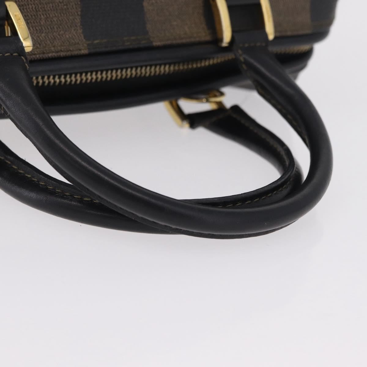 Fendi Vintage Pequin Boston Coated Canvas Brown Canvas Handbag (Pre-Owned)