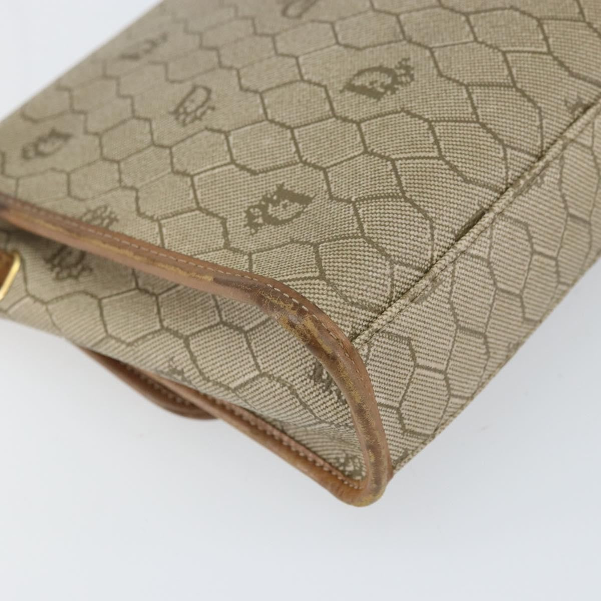 Christian Dior Vintage Honeycomb Canvas And Leather Beige Canvas Shoulder Bag Bag (Pre-Owned)