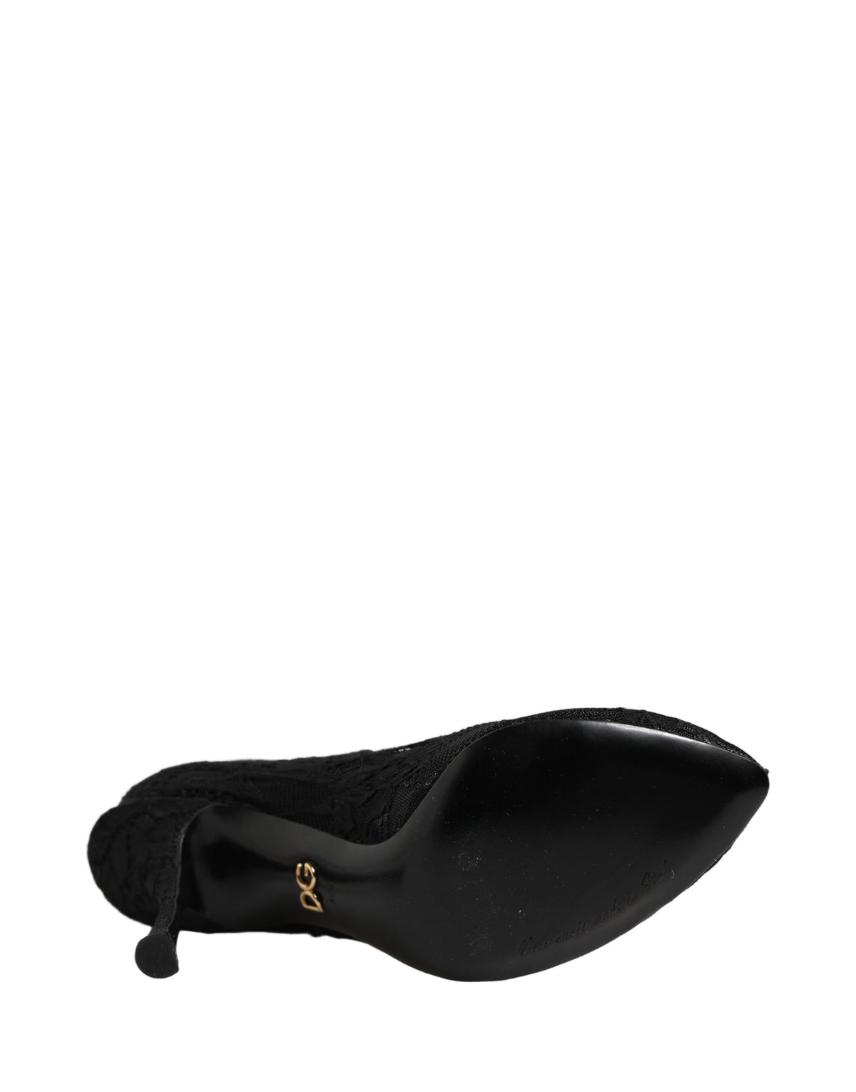 Dolce & Gabbana Black Taormina Lace Socks Boots Pumps Women's Shoes